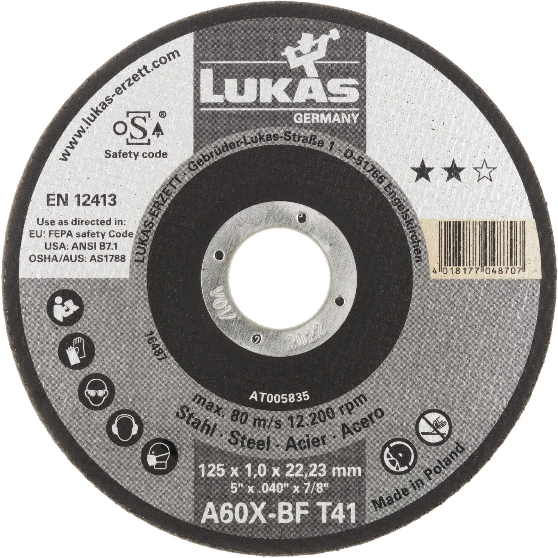 LUKAS A60X-BF - Disco di taglio per acciaio dritto, diverse versioni