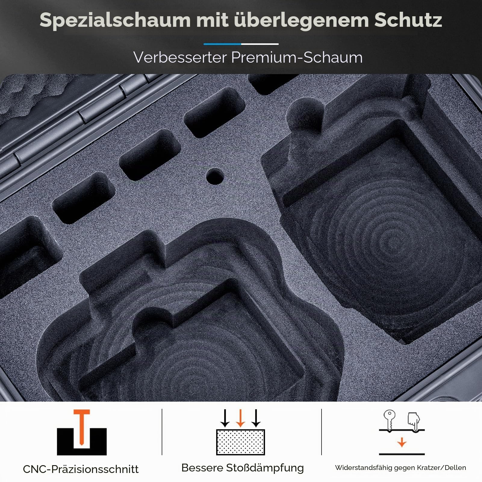 Lykus Titan N220 Wasserdichter Hartschalenkoffer für DJI Neo 2, RC2/RC-N3 | NUR KOFFER,Passend für Fly More Combo,RC Lanyard,Bis zu 9 Akkus,IP67 wasserdicht,Stoßfest,CNC-gefrästes Premium-Schaumstoff