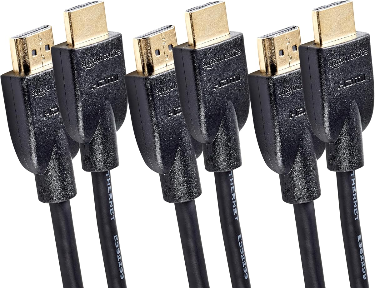 Cable HDMI, paquete de 3, 6 pies, cable HDMI 2.0 de alta velocidad 4K@60Hz, 18Gbps, 2160p, 48 bits, compatible con TV/PS5/Xbox/Roku/Blu-ray, listo para Ethernet, negro