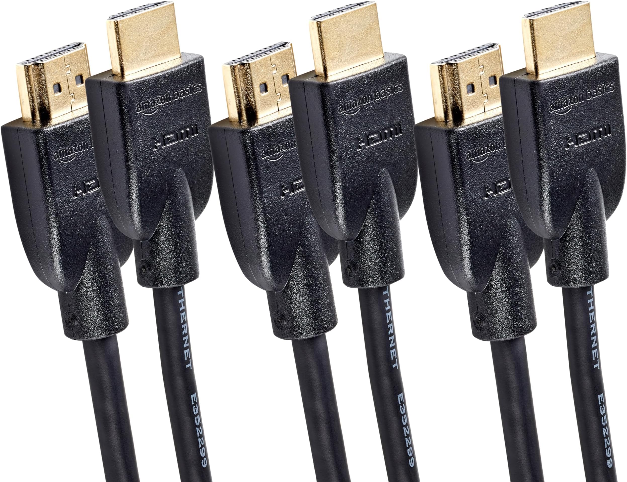 Amazon Basics 3-Pack HDMI Cable, 18Gbps High-Speed, 4K@60Hz, 2160p, Ethernet Ready, 6 Foot (2M), Black