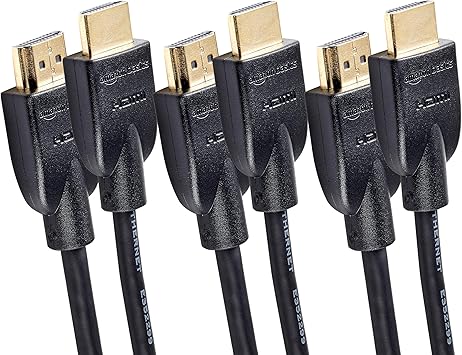 Amazon Basics HDMI Cable, 3-Pack, 6 ft, High-Speed 4K@60Hz HDMI 2.0 Cord, 18Gbps, 2160p, 48 bit, Compatible with TV/PS5/Xbox/Roku/Blu-ray, Ethernet Ready, Black