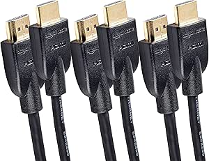 Amazon Basics High-Speed 4K Ultra HD 2-Pack HDMI 2.0 Cable/Cord, 6 feet, 18 Gbps, 60 Hz, 2160p, 48 bit, Male-to-Male, Ethernet Ready, 3D, Black