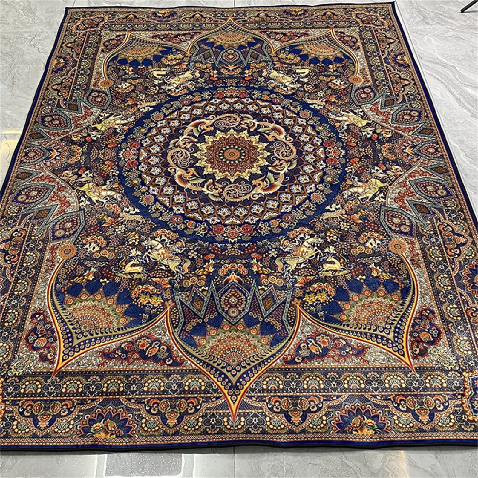 Tapis de salon bleu antidérapant pour sécuriser les sols glissants