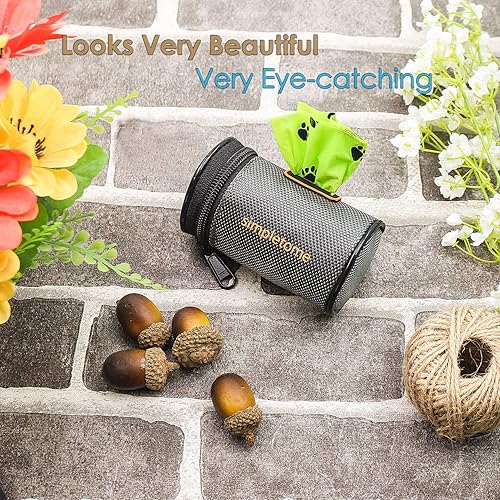 Miniatura 8 de simpletome Dispensador de bolsas de basura para perro, impermeable, 1680D, Oxford YKK con cremallera (gris)