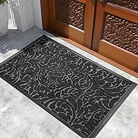 Vista 9 de Yimobra Tapete para puerta de entrada exterior, 29.5 x 17 pulgadas, impermeable, resistente, para puerta delantera, tapete antideslizante resistente