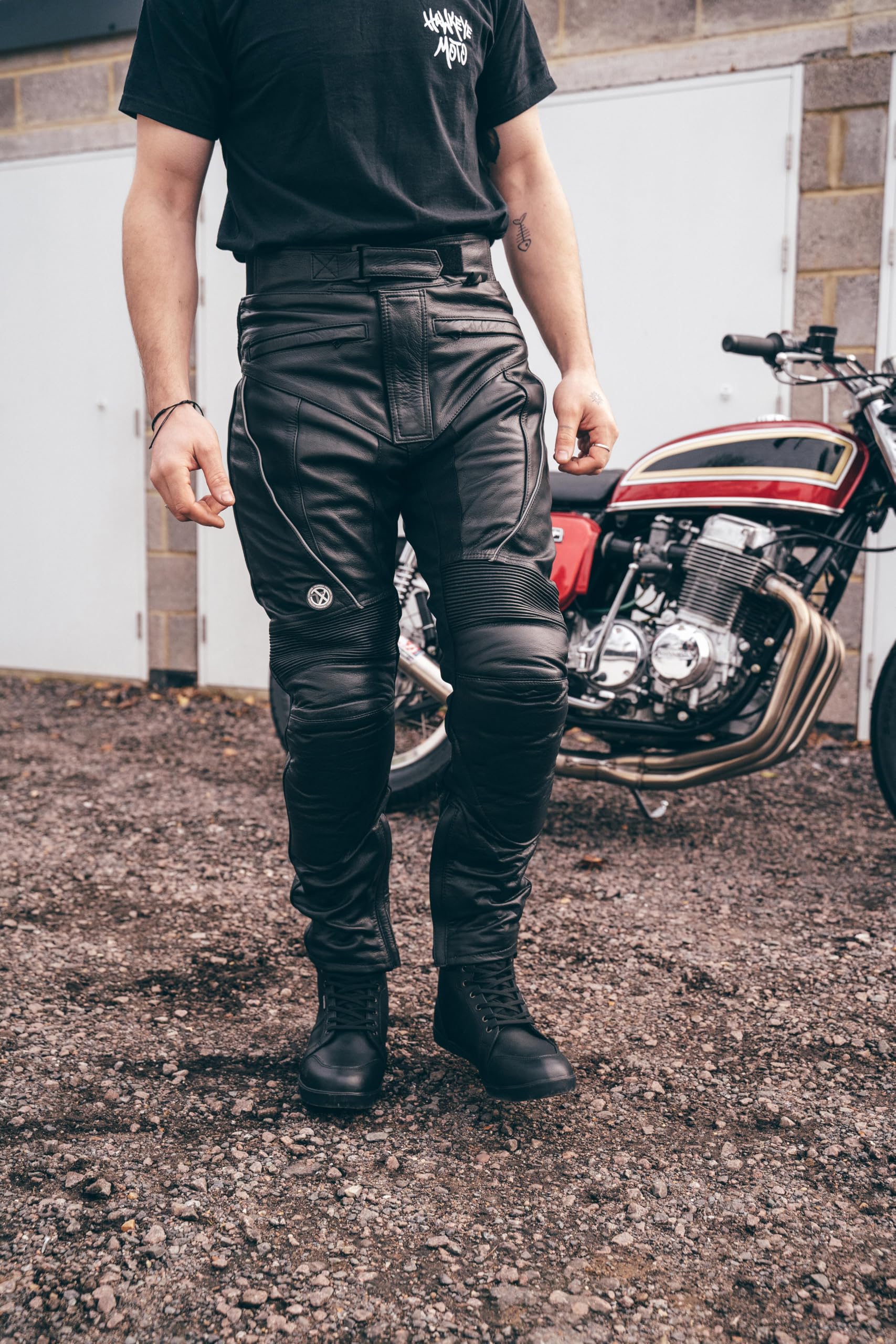 Texpeed motorradhose leder wasserdicht herren mit protektoren - Schwarz Vollnarbiges Lederhose echtleder mit rüstung (EN 1621-1) Biker gepanzerte - 4XL Taille/Regülar Bein