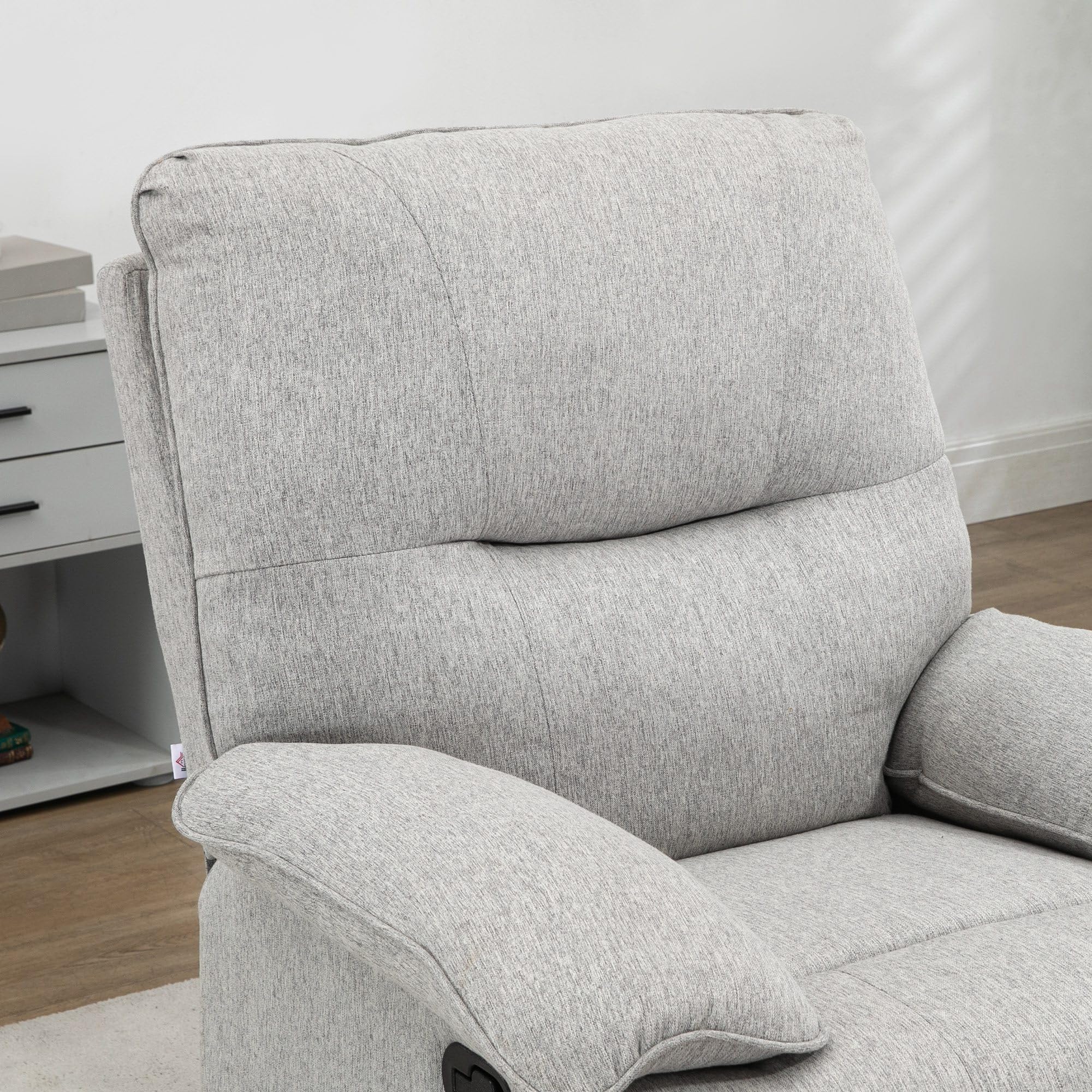 HOMCOM Sillón Reclinable de Salón Sillón Relax Reclinable Manual hasta 150° Tapizado en Tela con Reposapiés Carga 160 kg para Sala de Estar Dormitorio Oficina 89x98x101 cm Gris