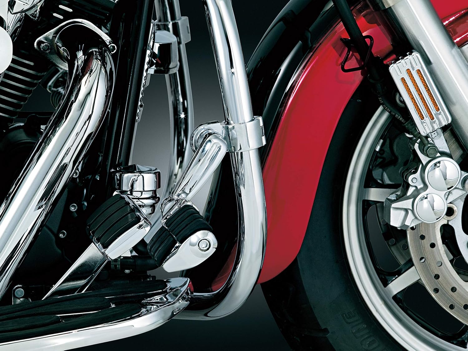 Kuryakyn 4575 Motorcycle Foot Controls: Longhorn Offset Dually Highway Pegs with Magnum Quick Clamps for 1-1/4" Engine Guards/Tubing, Chrome, 1 Pair