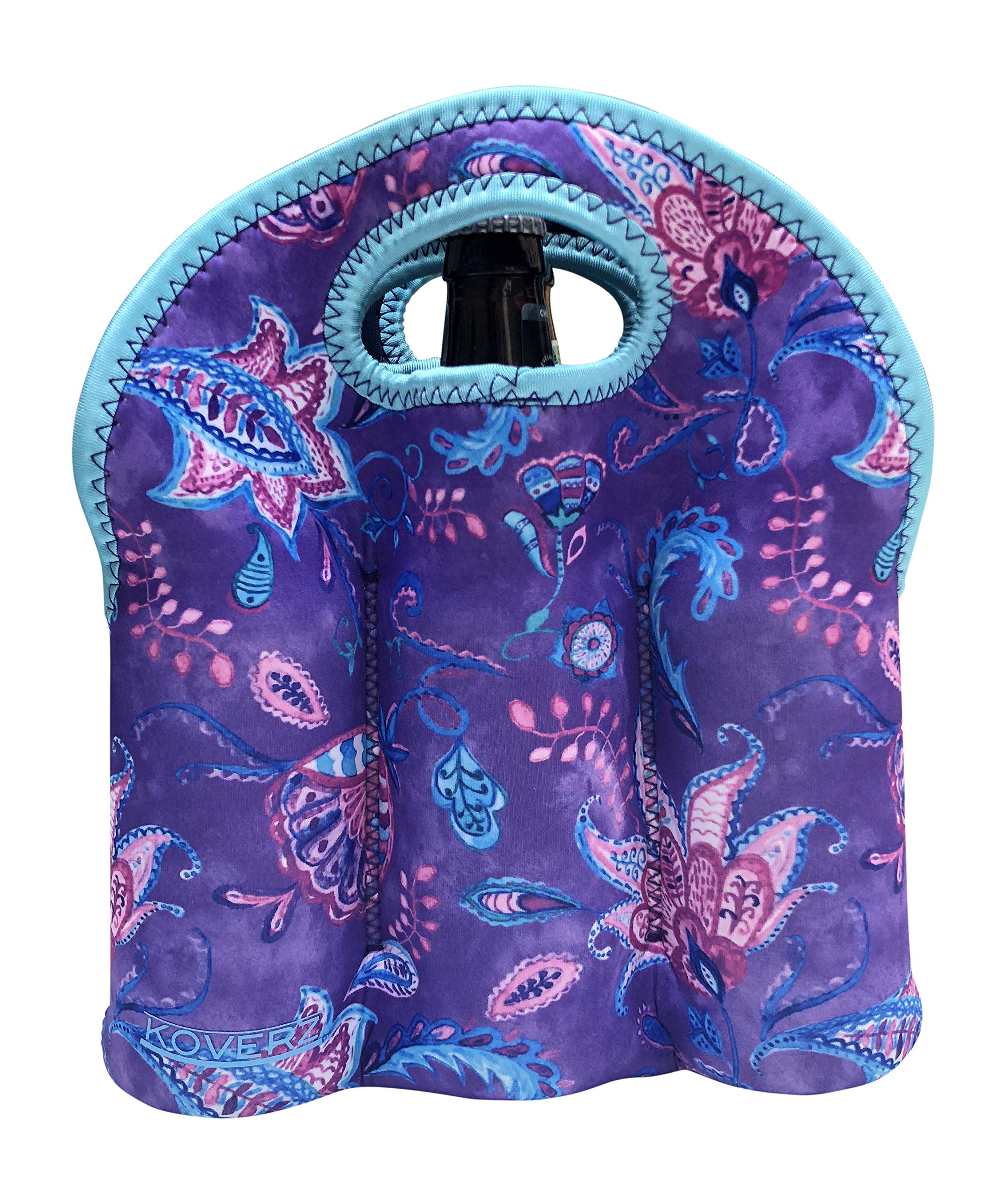 KoverzKoverz - #1 Neoprene Insulated 6-Pack Carrier, Beer Bottle Carrier, Six-Pack Tote - Violet Whimsy