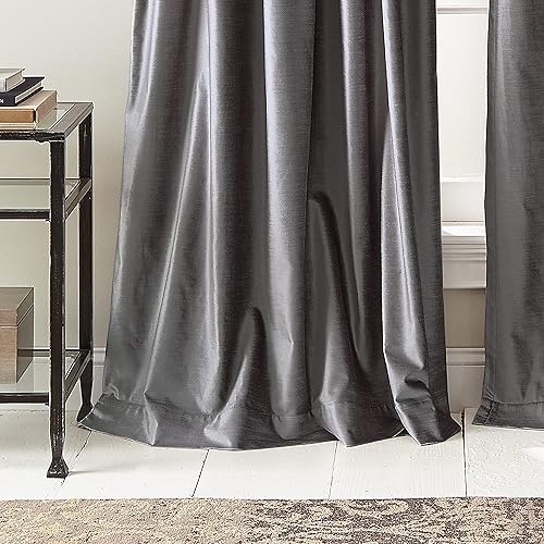 Miniatura 5 de DKNY Cortinas modernas con forro de terciopelo anudado par de paneles de cortinas, 108 pulgadas, carbón