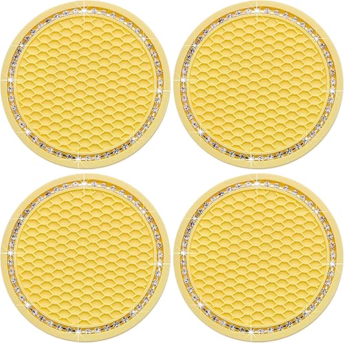 Miniatura 17 de 4 posavasos con brillantes para portavasos, 2.75 pulgadas, insertos para portavasos de auto, silicona suave antideslizante a prueba de golpes, Negro