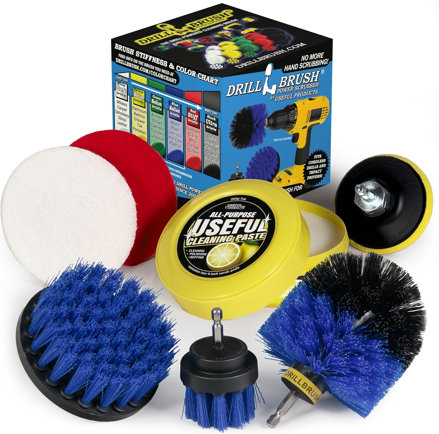 Medium Stiffness Durable Blue Nylon Bristle Brush Set for Pool, Aquarium, Boat Deck & Fish Tank Cleaning - Ideal for Marine Vehicles, Yacht, Hydroplane, Windsurfing, Raft, Canoe, Kayak, Paddleboarding