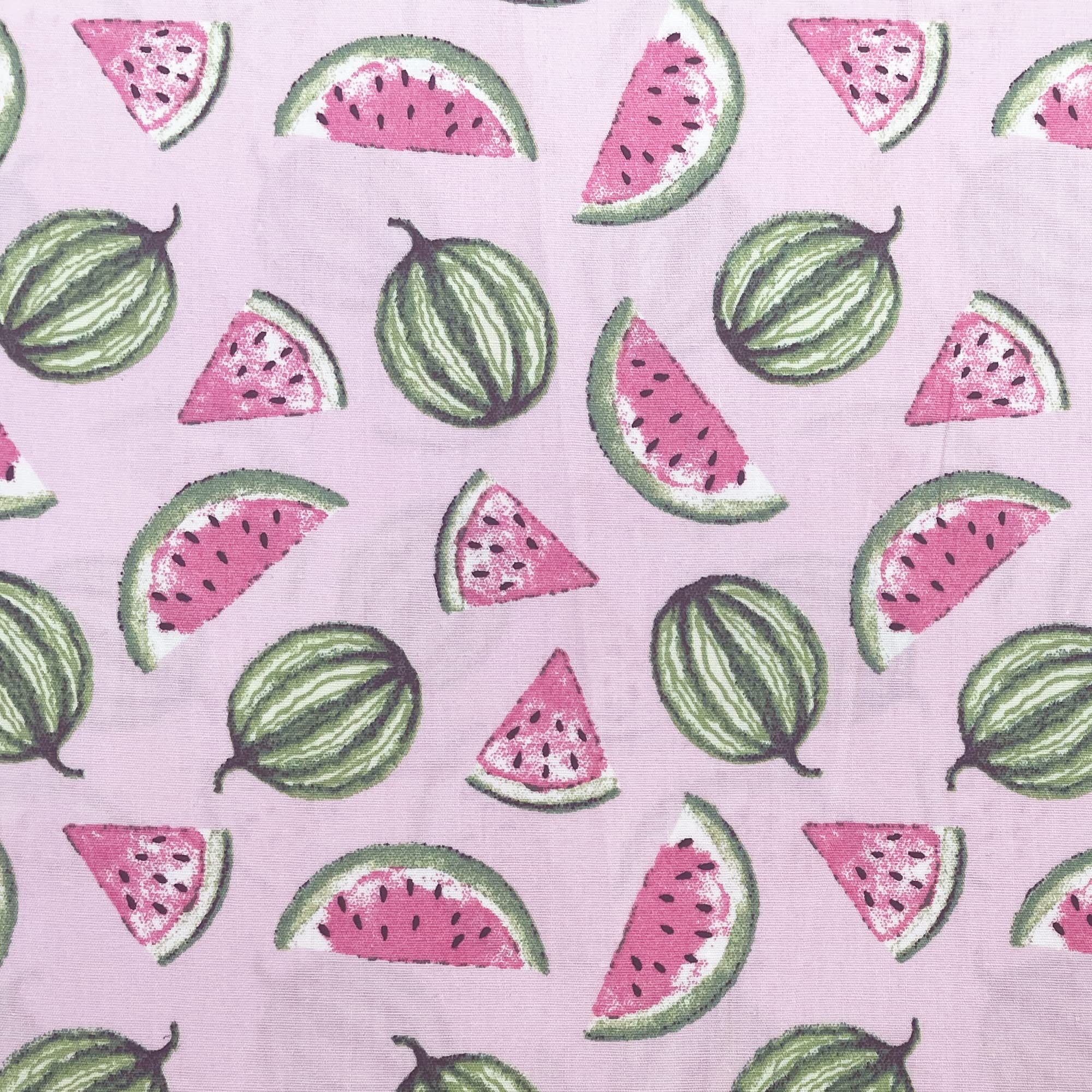 Wholesale Fabrics Pink 100% Cotton Fabric - Watermelon Fruit Print On Rose - Craft Fabric Material Metre