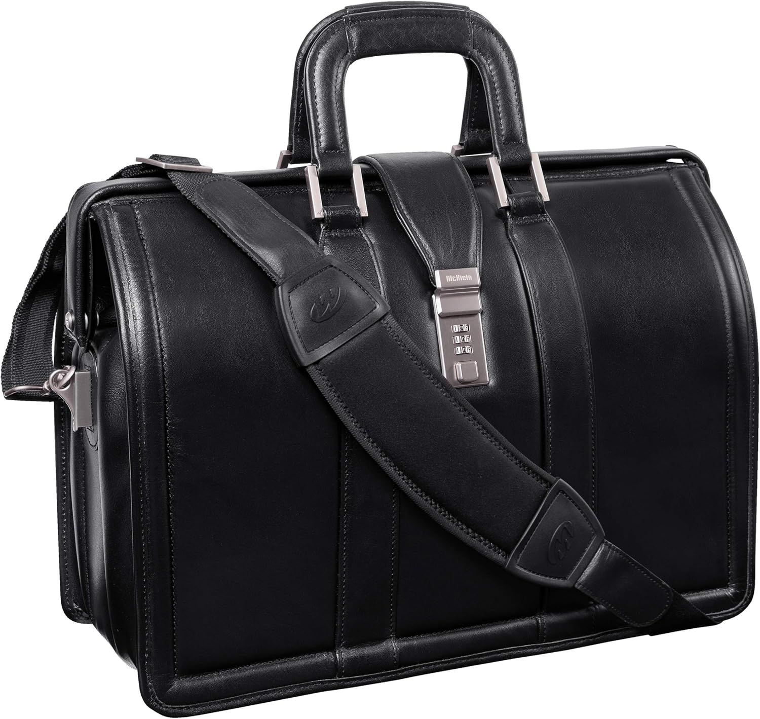 McKlein, V Series, MORGAN, Top Grain Cowhide Leather, 17" Leather Litigator Laptop Briefcase, Black (83345)