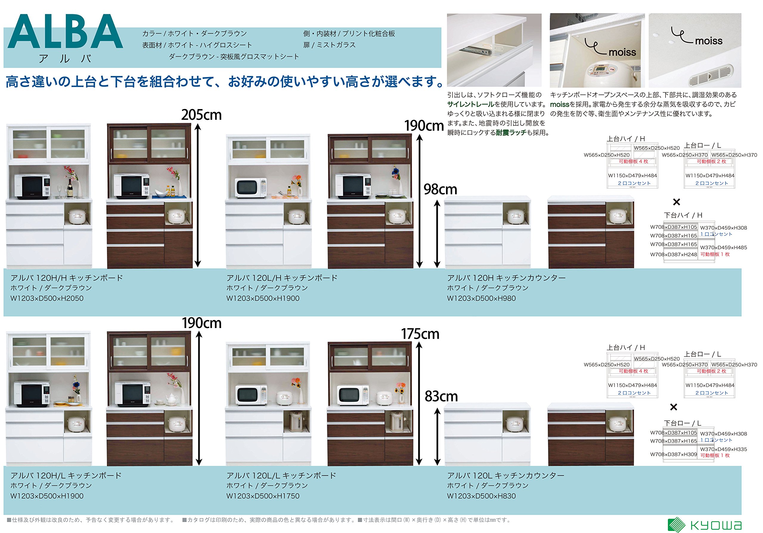 Amazon｜共和産業 アルバ キッチンカウンター 幅60.3×高さ98cm 60H 