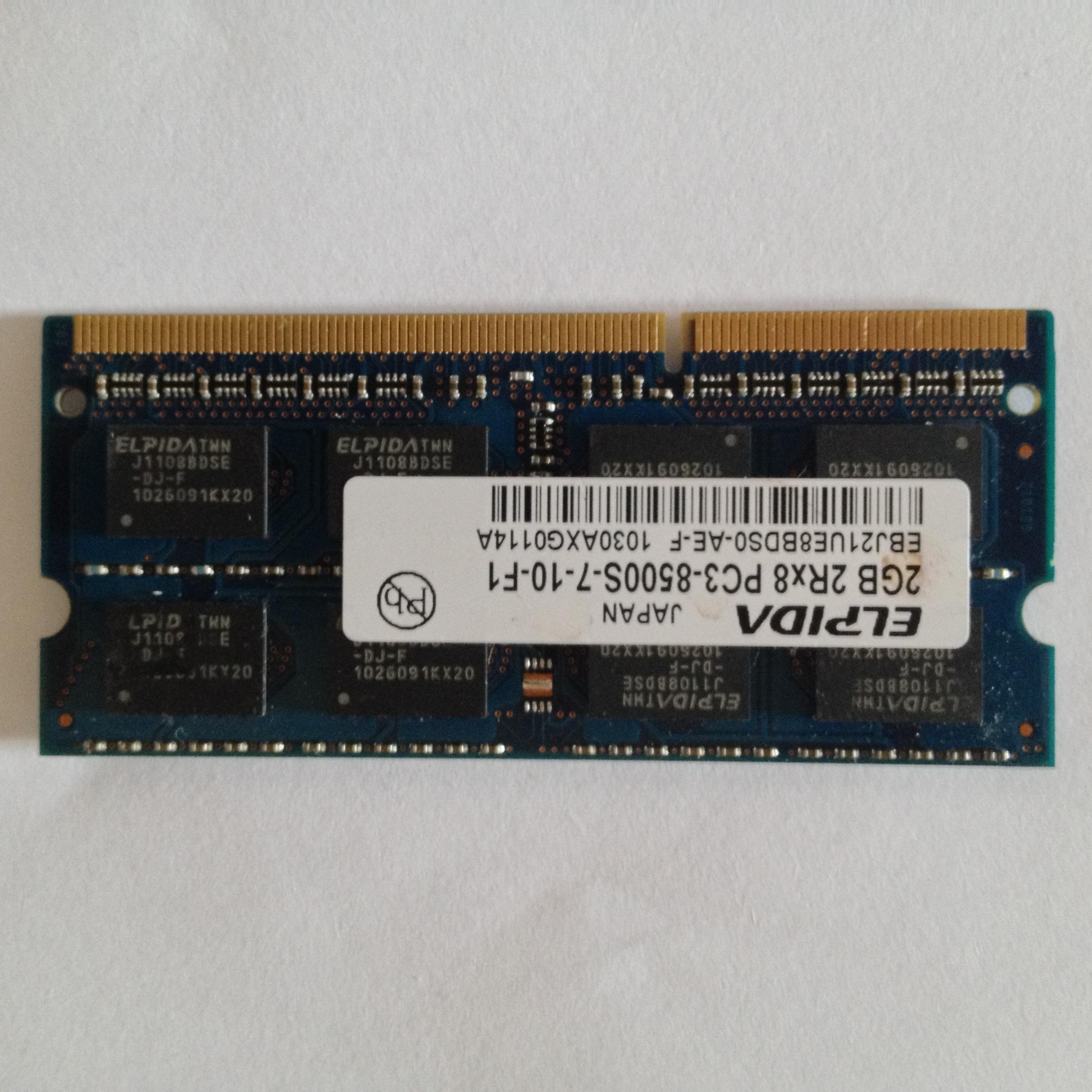 Notebook Ram 2GB Elpida EBJ21UE8BDS0-AE-F PC3-8500S-7-10-F1 