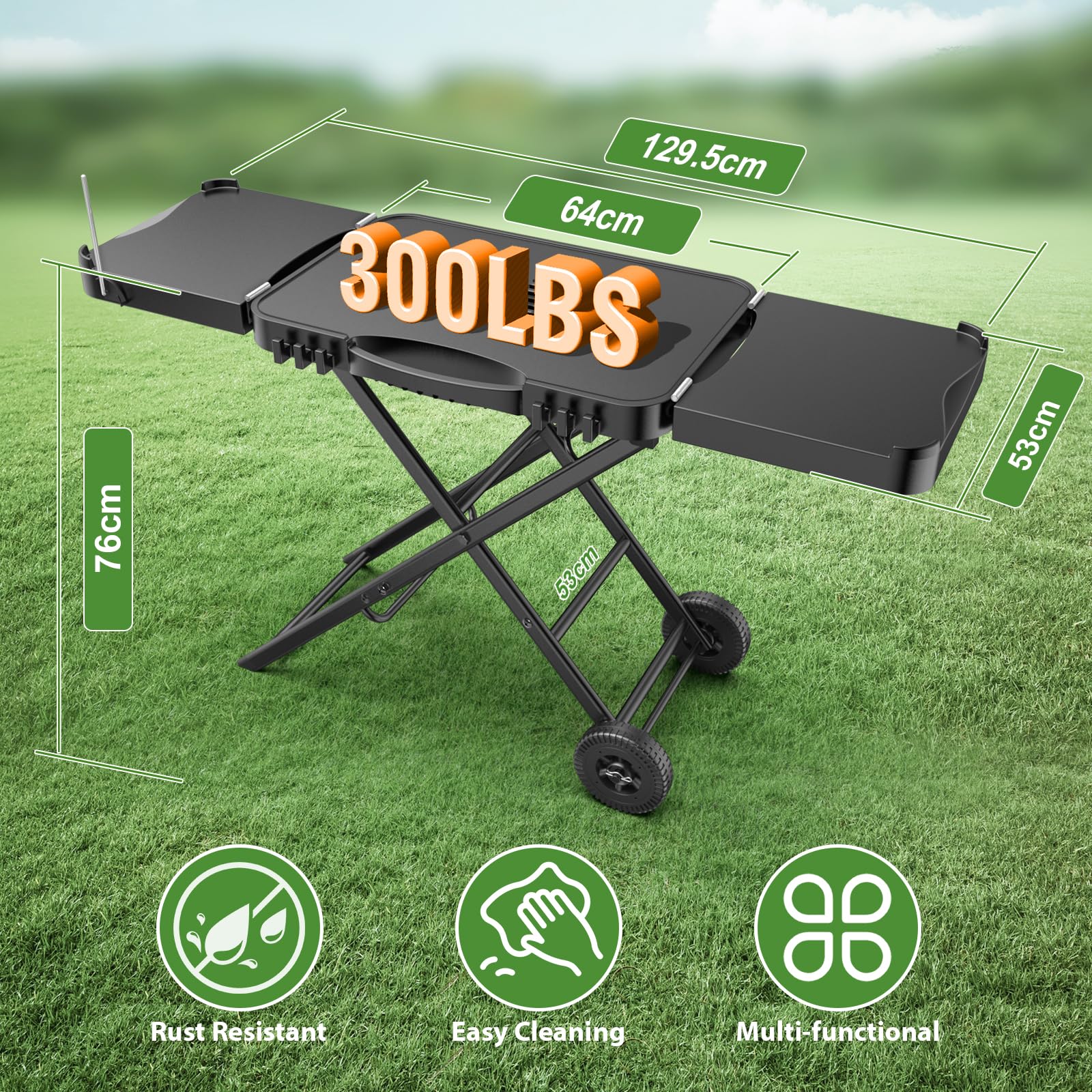 Chariot de barbecue pour Weber Q100 Q200 Q300 Serie, Enders Urban, Nexgrill, Ninja Woodfire Grill, four à pizza, Solo Stove, Burnhard Wayne, support de barbecue avec roues pour la plupart des