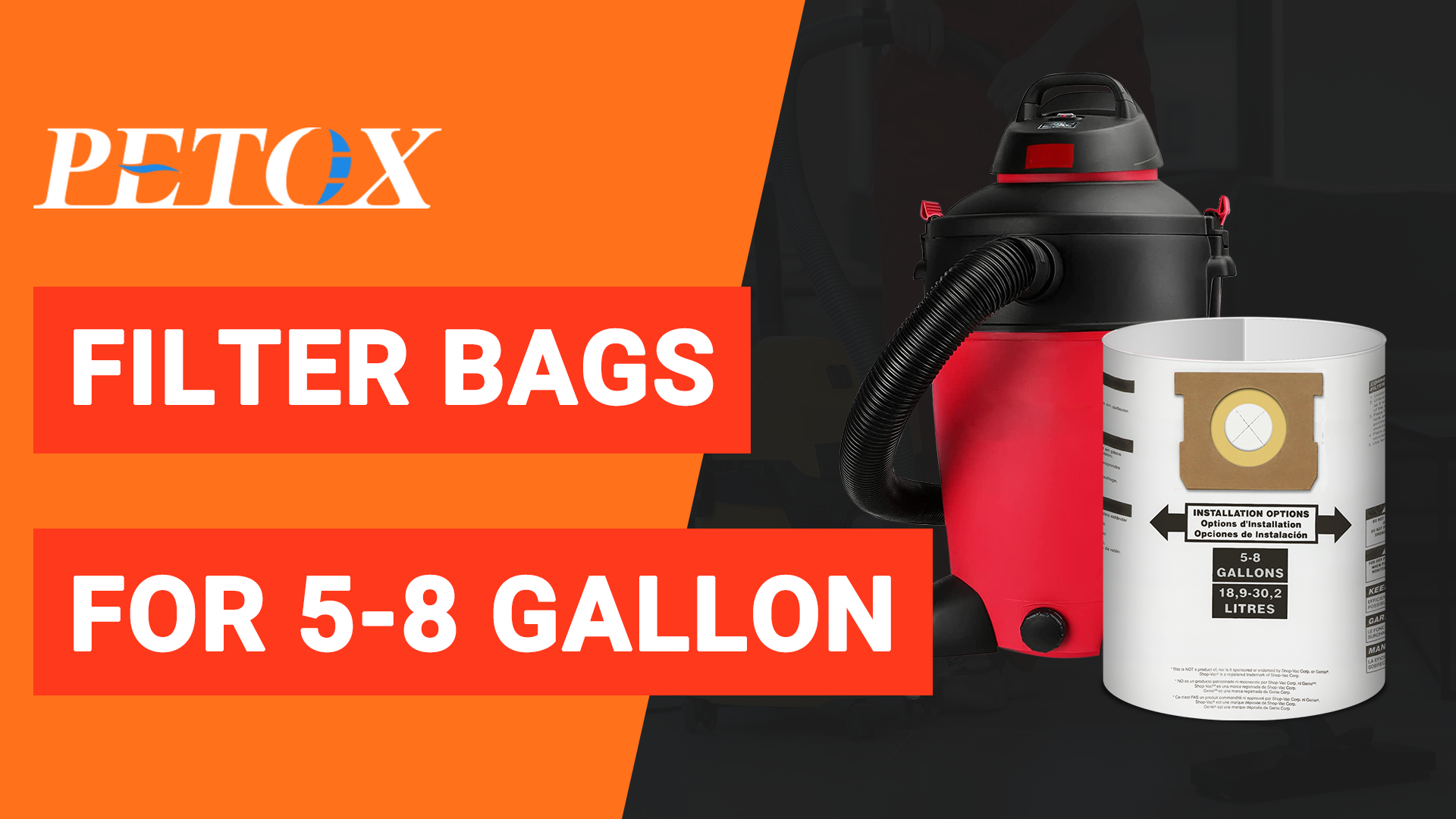 5 Pack Vacuum Bags Replacement for Shop Vac 5-8 Gallon Type