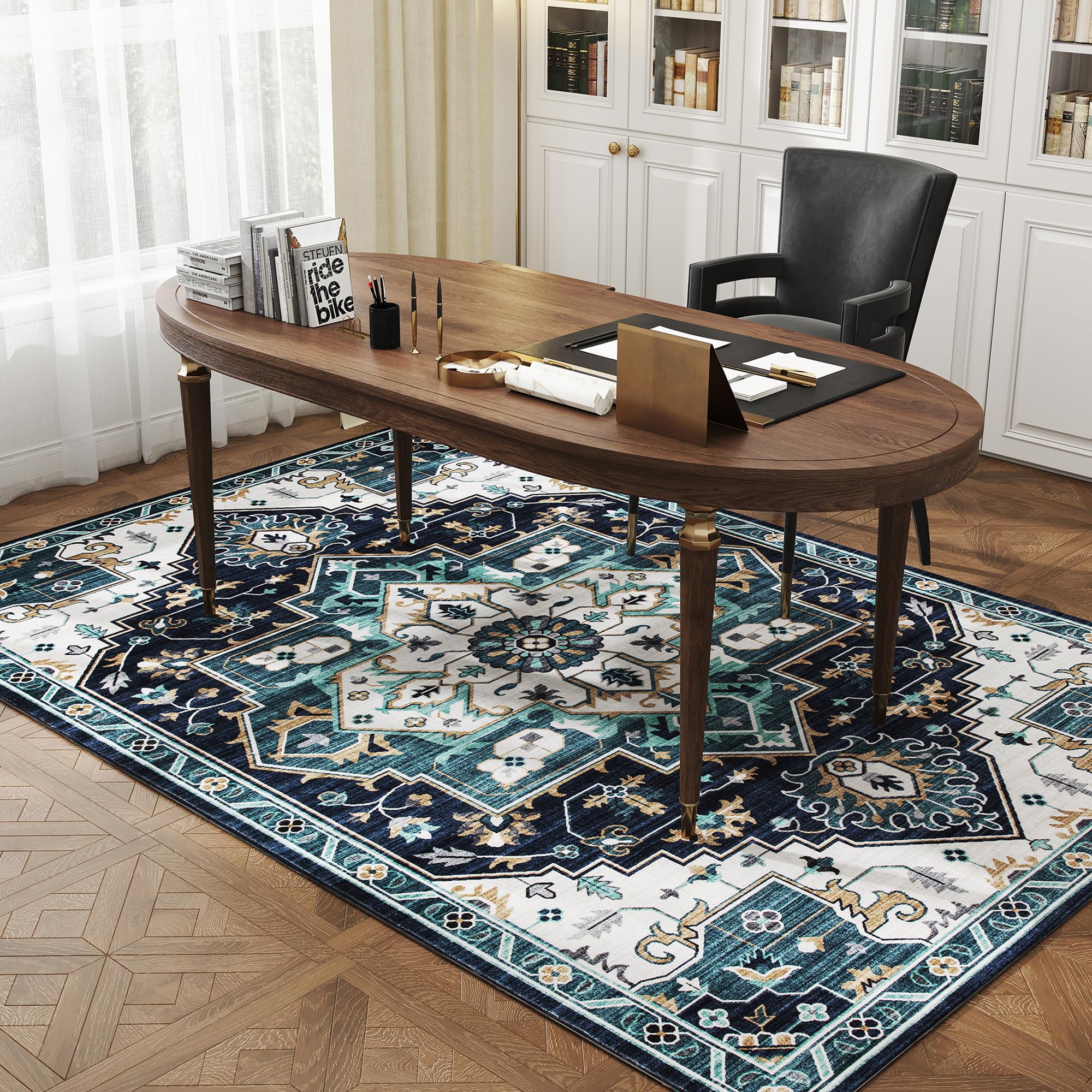 HOMCOM Tapis bohème antidérapant lavable 230x160 cm multicolore