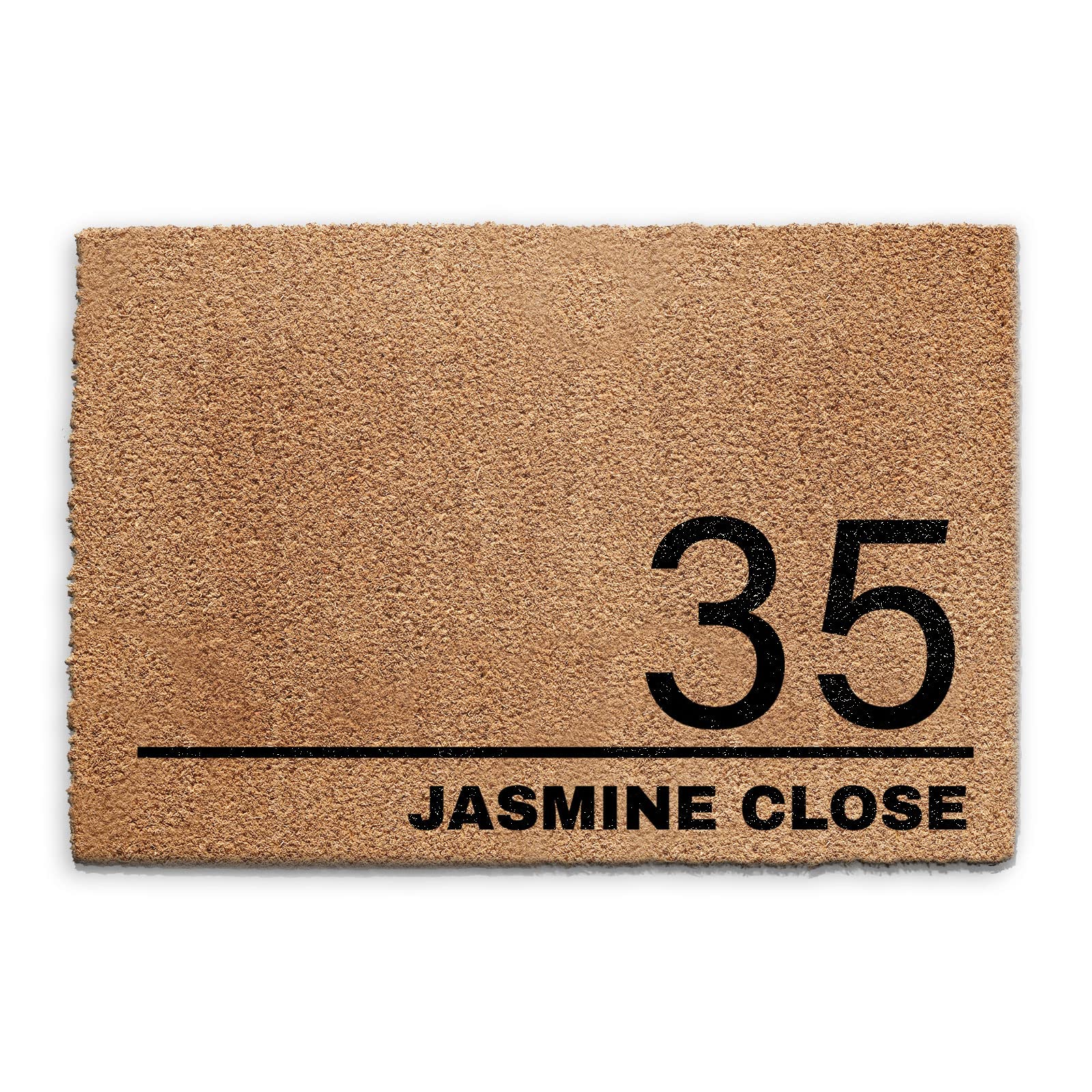 Hairyworm Personalised Doormat (40cm x 60cm) Small, Customise with Name, Initial, Text, Coconut Core Fibre Heavy Duty Mat, Rug, House Road Name and Number Indoor Natural Coir Regular Door Mat — image 1