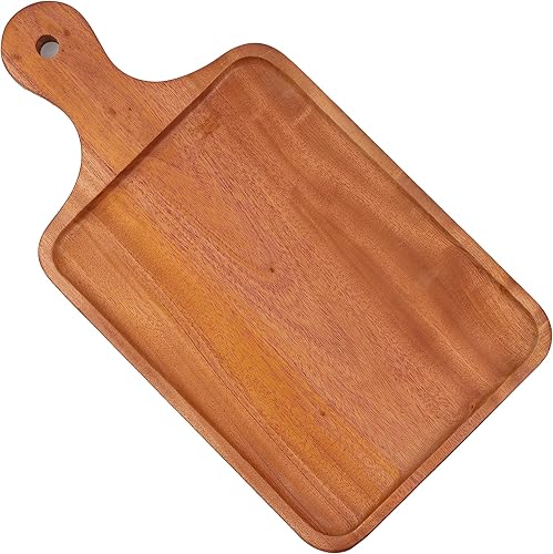 VieWood Bandeja de madera con asa para alimentos, plato de barbacoa, tabla de servir grande de madera para entretener, bebidas, cupcakes, sushi,