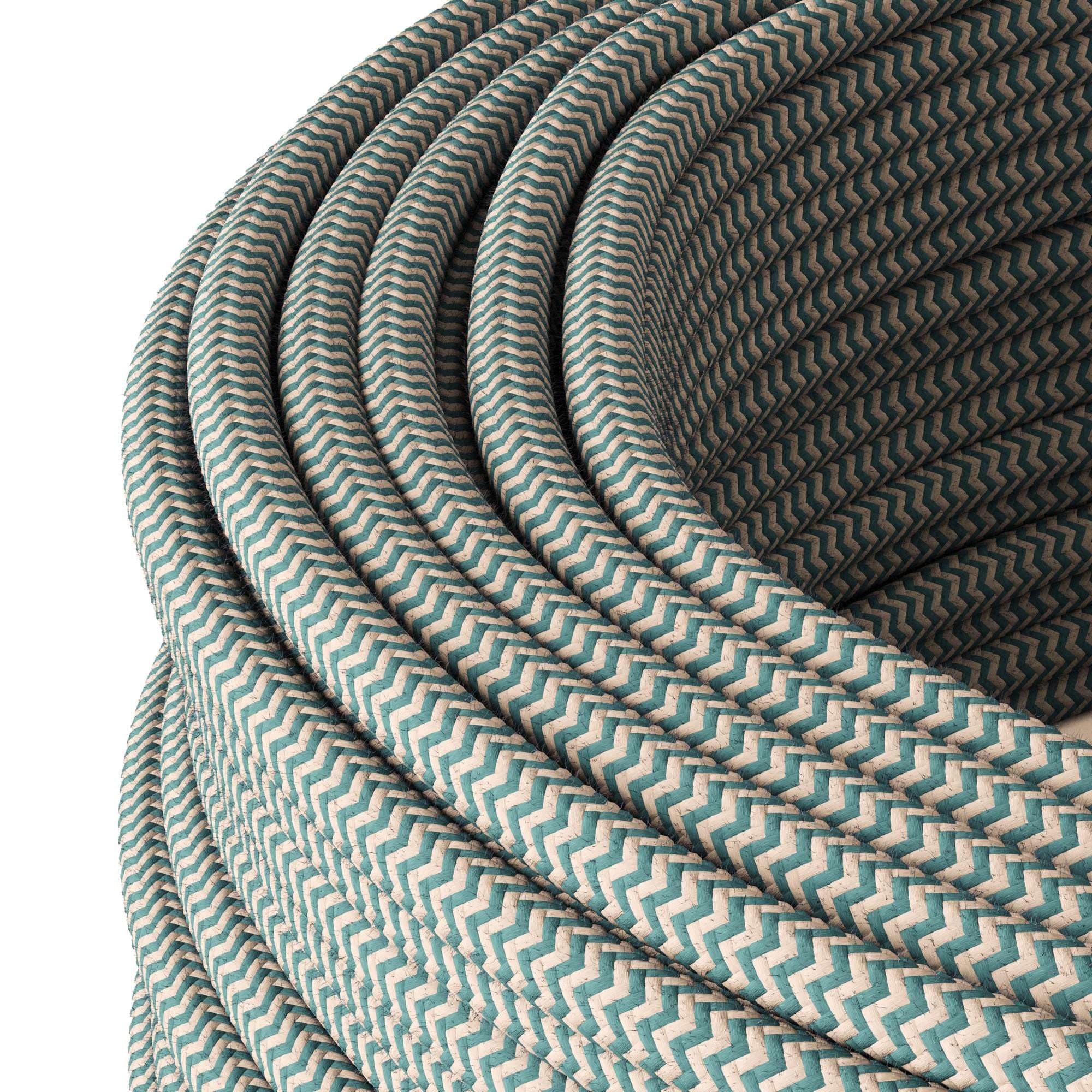 Kabel tekstylny do elastycznej instalacji elektrycznej (H05VV-F), kabel materiałowy 3 x 1,5 mm², kabel tekstylny natynkowy, kabel instalacyjny, zielony lniany - 10 metrów