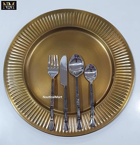 Miniatura 4 de Nautical-Mart Juego de cubiertos de acero inoxidable de 5 piezas, incluye 2 cucharas, tenedor, cuchillo para el hogar y restaurante, apto para