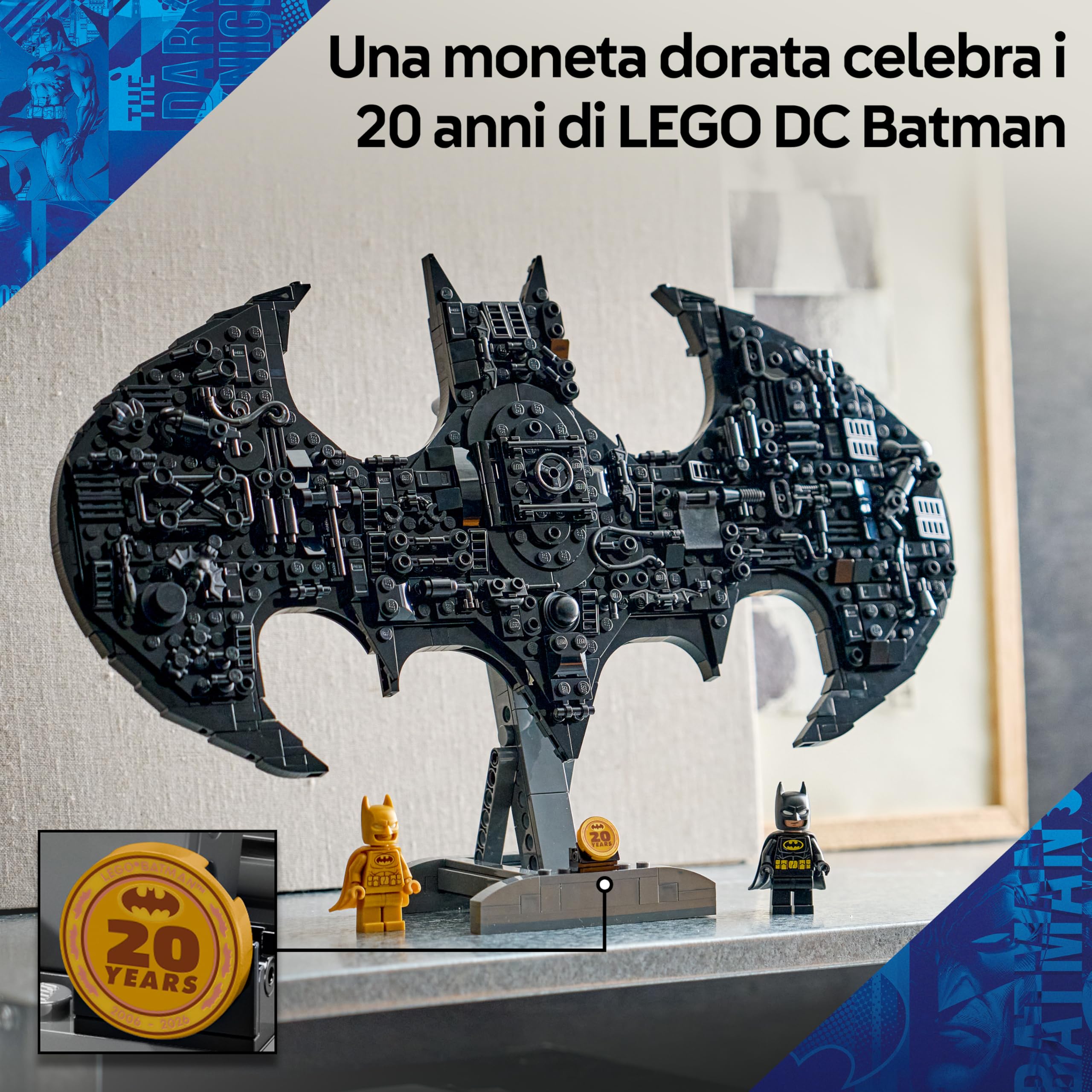 LEGO DC Logo di Batman - Giocattolo da Supereroi con 2 Minifigure da Collezione - Decorazione da Parete 3D Fai da Te o da Camera da Letto - Idea Regalo per Bambini da 12 Anni Fan del Film - 76330