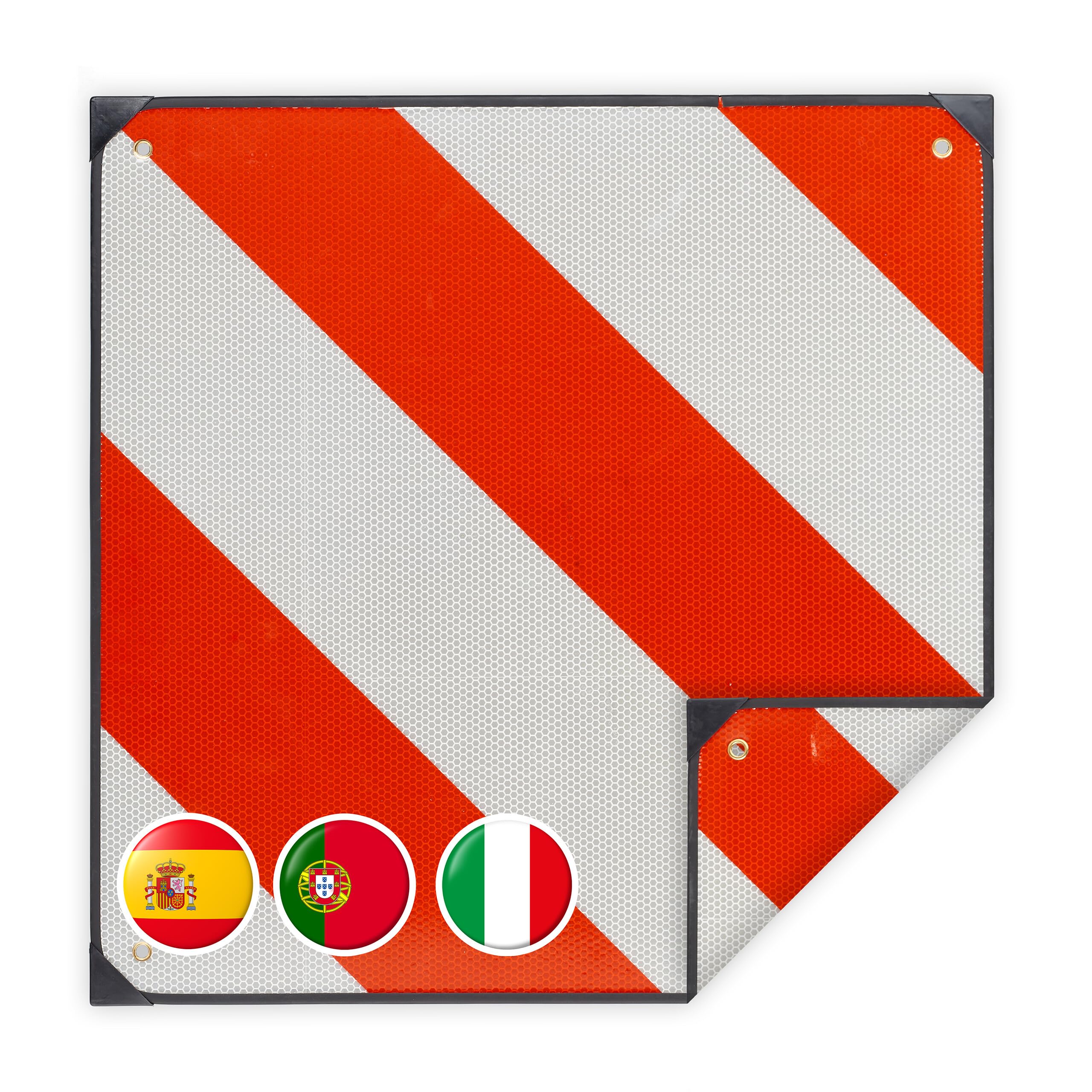 Relaxdays Placa v20, Señal Portabicicletas, Señalización Carga Saliente, 3 en 1, Aluminio, 1 Ud, 50x50cm, Rojo-​Blanco