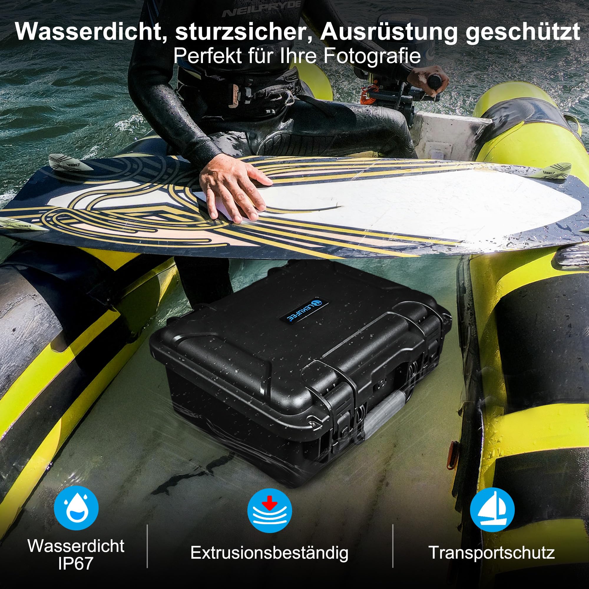 LEKUFEE Wasserdichter Hartschalenkoffer für DJI Mavic 4 Pro Drohne, Creator Combo,Fly More Combo,DJI RC Pro 2/RC 2,Akkus (7 Stück),Ladestation und weiteres Zubehör (nur Koffer)