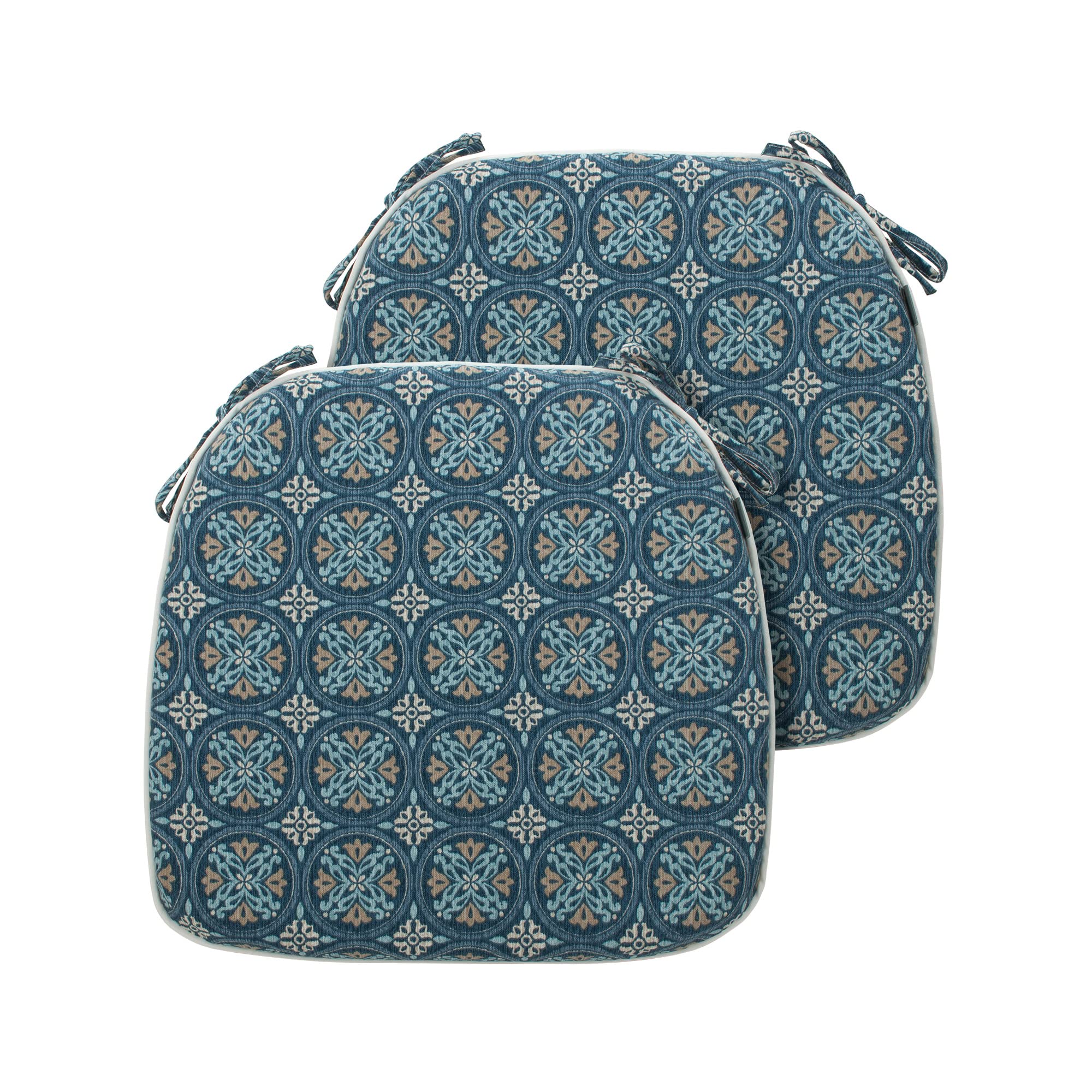Magpie Fabrics Outdoor/Indoor 17"x16"x2" Chair Cushions with Ties Set of 2, Waterproof All Weather U-Shape Seat Pads Decoration for Patio Garden