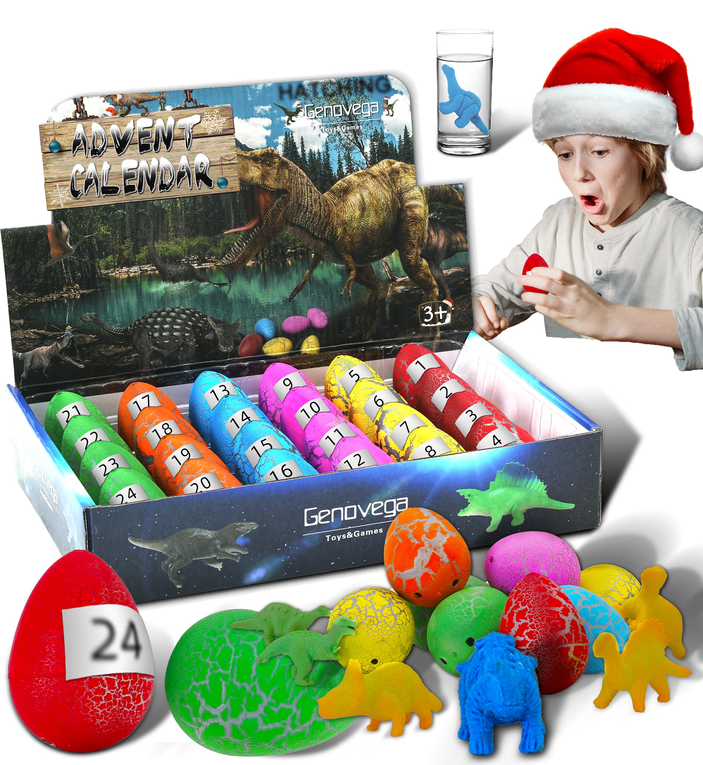 Dinosaurs Kids Gifts 24 Dino Boys Ideas Collection Hatching Easter Eggs Gift Stuffers Toys Inside Dinosaur Dinos Hunt Set 7-9 6-8 4-6 10-12 Years Children Birthday Stocking Science Educational Toy