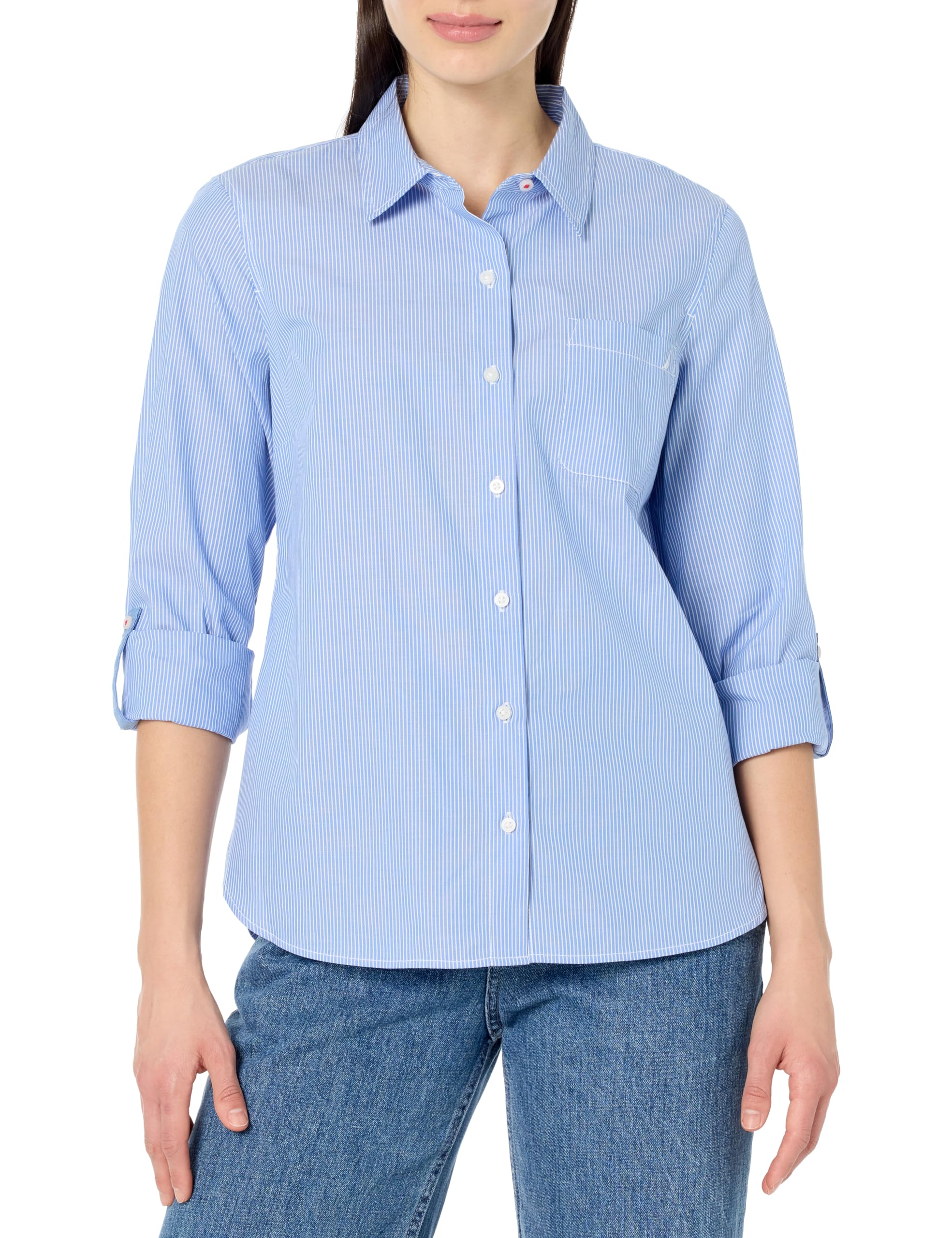 Women's Button Front Long Sleeve Roll Tab Shirt