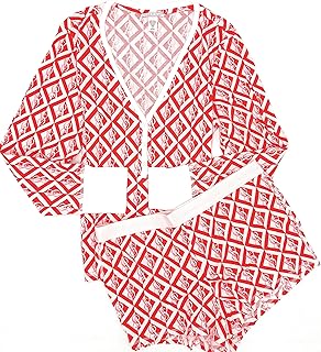 Victoria's Secret Women's Thermal Pajama Boxer Shorts Red Geometric Logo Large