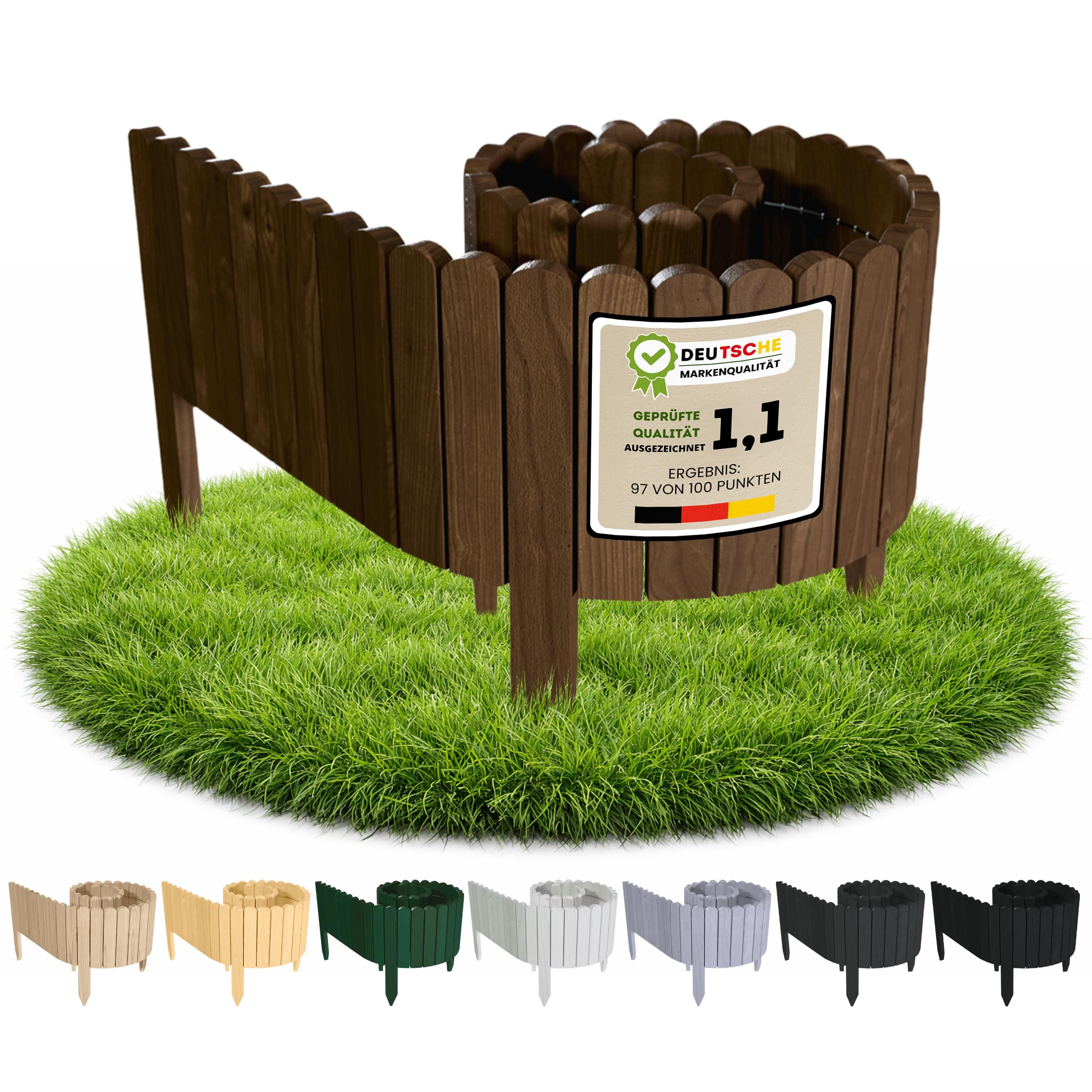 Floranica Beetumrandung Beeteinfassung 20 x 200 cm Braun Rasenkante Holz Gartenzaun Holzzaun Flexibler Rollborder
