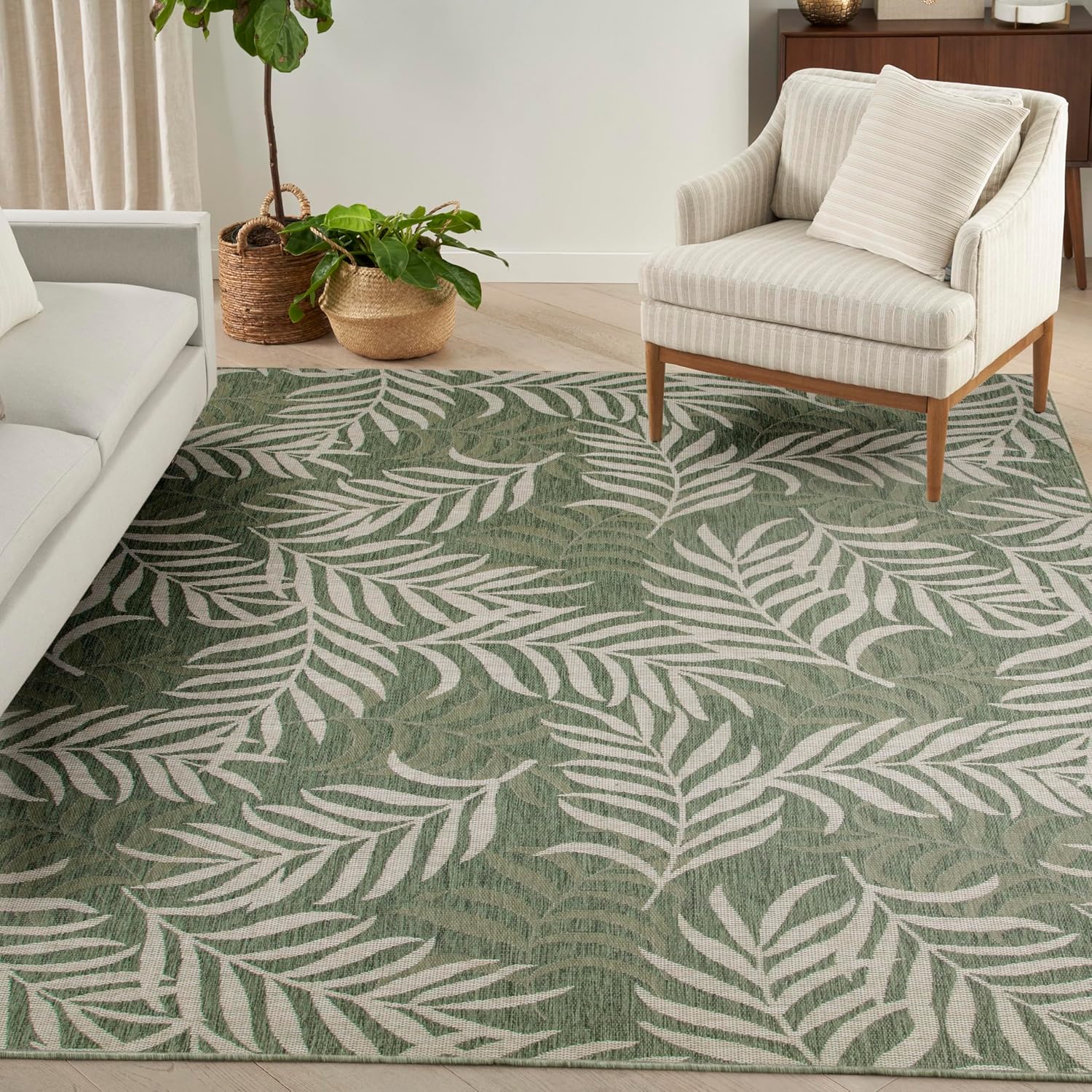 Nourison Home Garden Oasis Green Ivory 9' x 12' Area Rug - Easy Clean, Non Shedding, Bed Room, Living Room, Dining Room, Kitchen (9' x 12')
