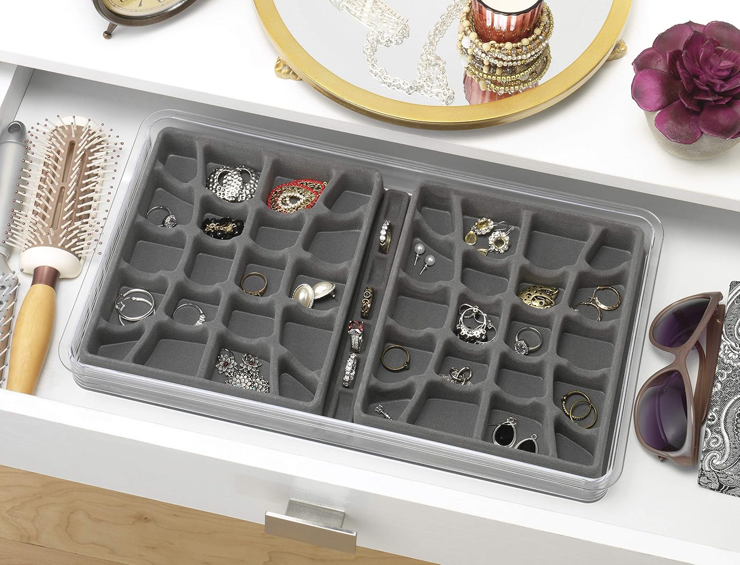 Whitmor Stackable Jewelry Tray 20-Section : Home & Kitchen