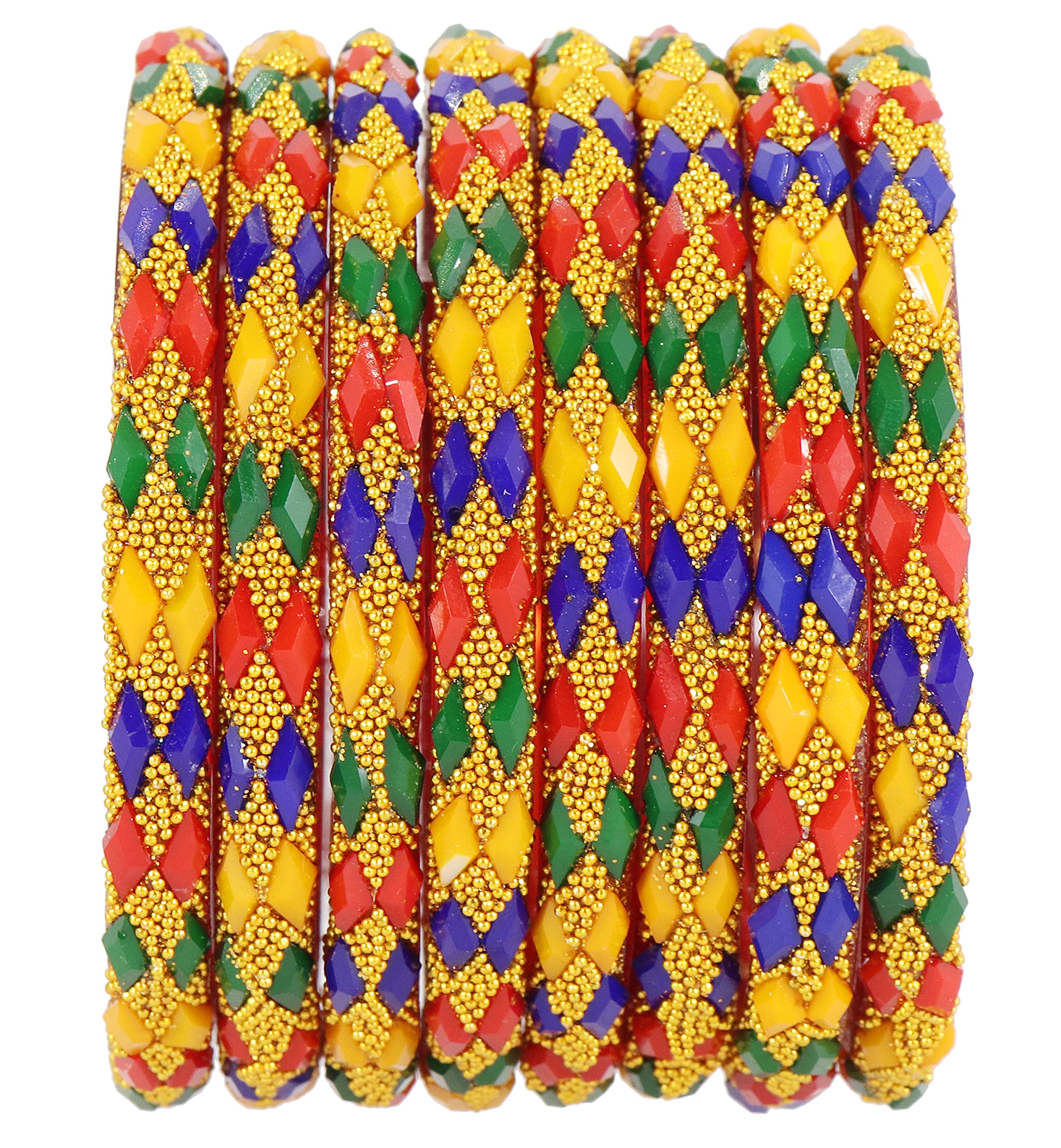 NMII Glass with Leaf Cut Beads and Balls Studded Glossy Finished Kada Set For Women and Girls, (MultiColour_2.6 Inches), Pack Of 8 Kada Set (B09RWWKSGY) Amazon Price History, Amazon Price Tracker