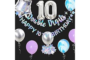 Iridescent Double Digits Happy 10th Banner for Girls 10th Decorations