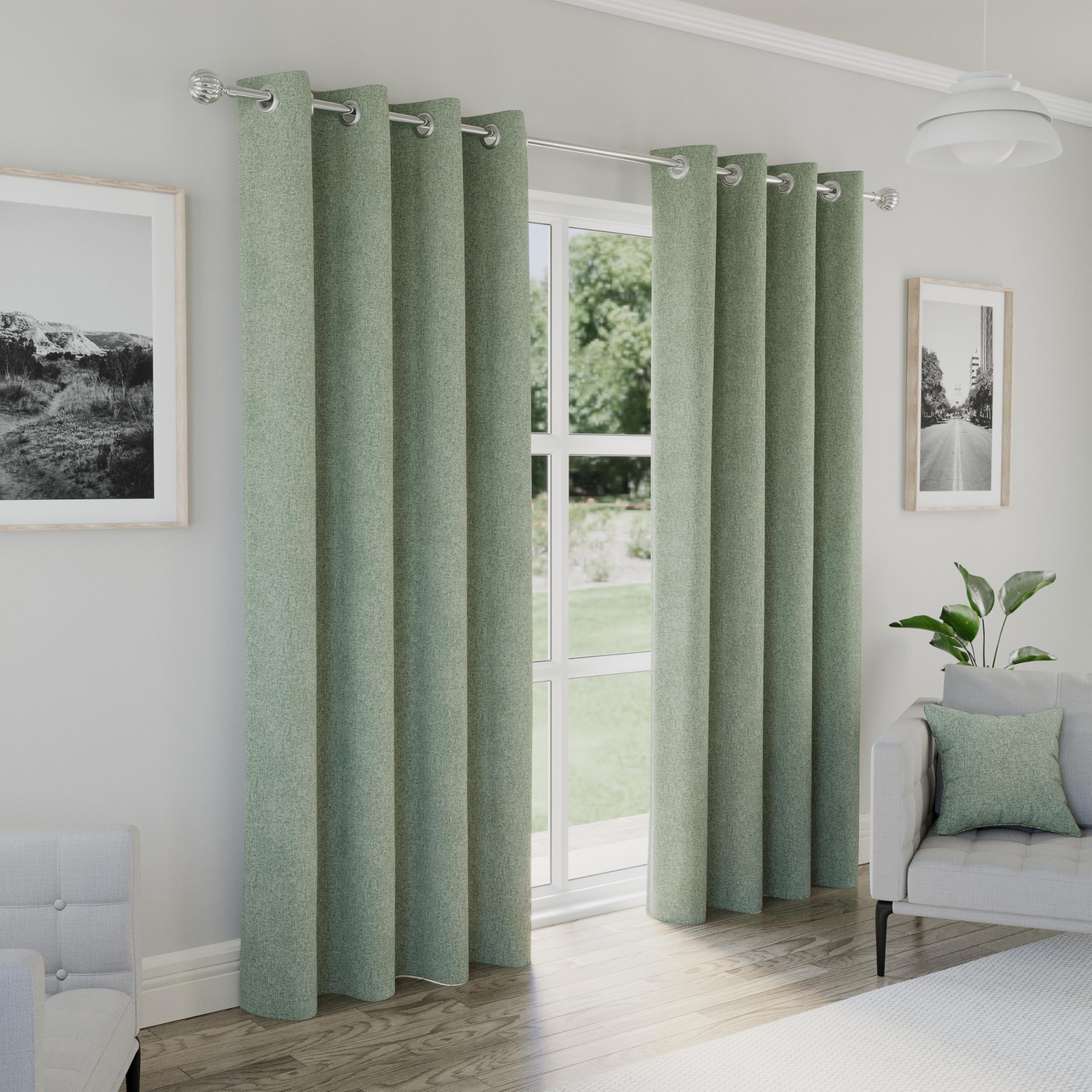 Enhanced Living - Blackout Curtains - 66x72" - Green - Thermal - Noise Reducing