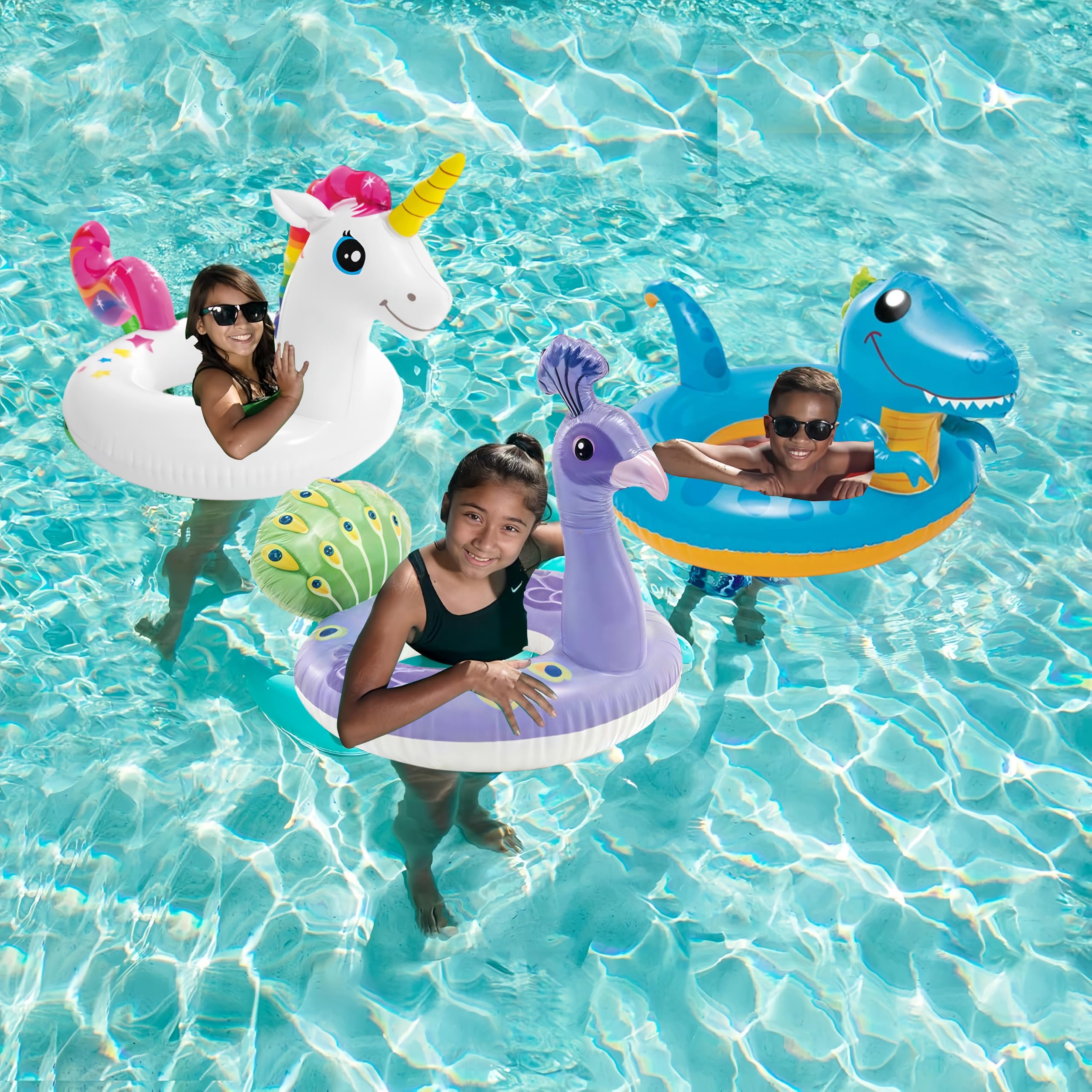 Dinosaur Inflatable Pool Floats for Kids Toddler,Dinosaur Rubber Rings for Kid 2-8 Year - Image 4