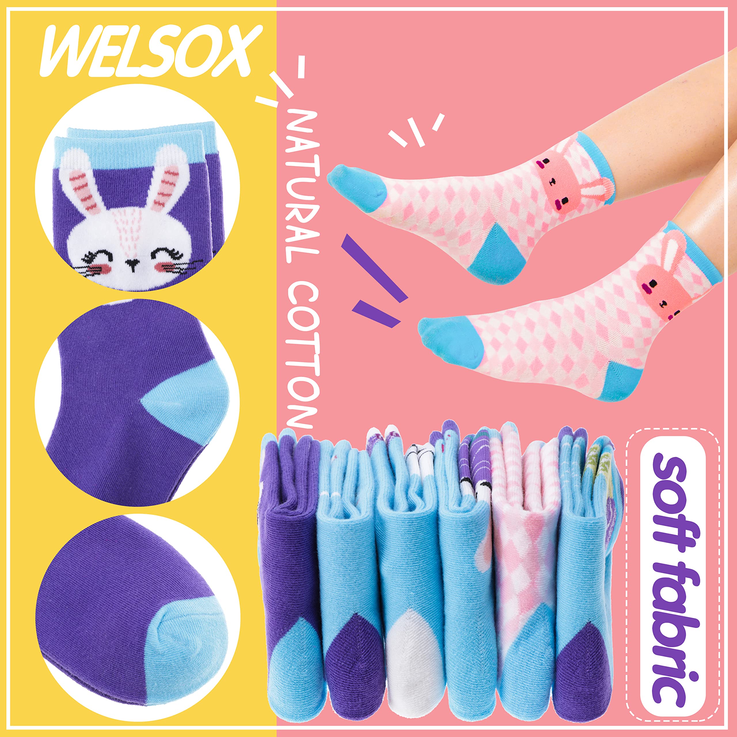 Calzini con unicorno, regalo per ragazze e bambini, simpatici animali divertenti, alla moda, divertenti, in morbido cotone, 6 paia