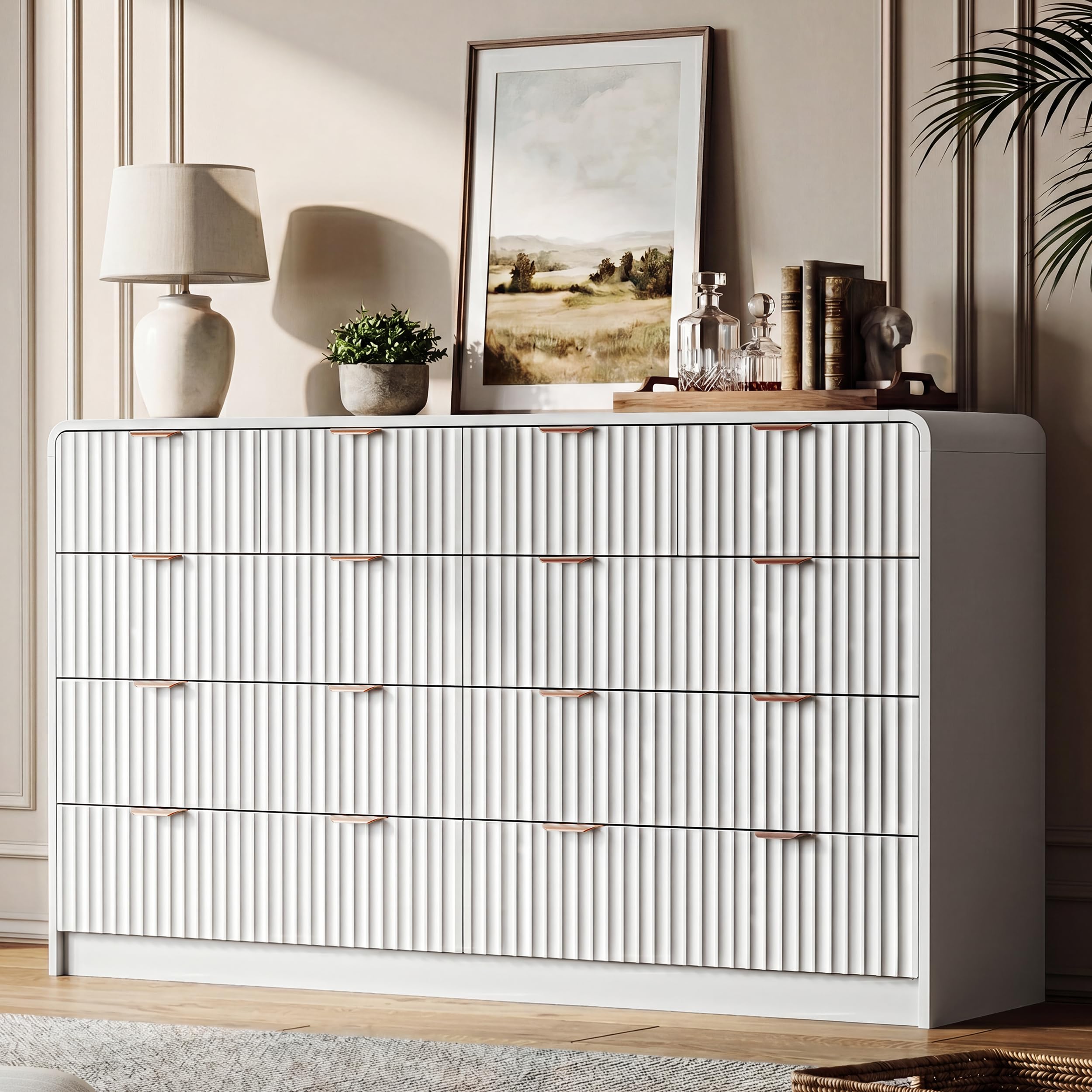 HOUROM White Fluted Dresser
