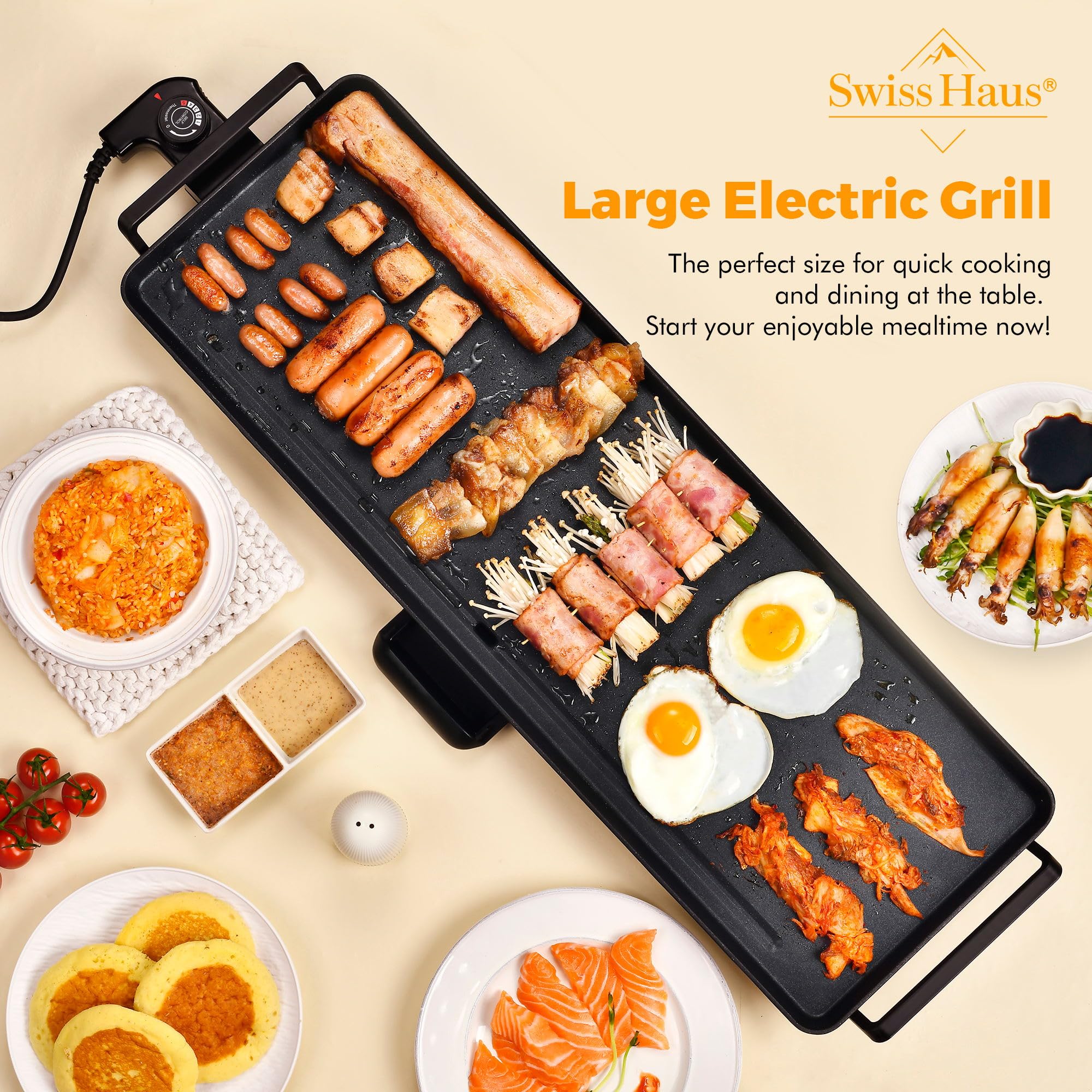 Plaque cuisson électrique Grill 70x23cm 1800W Nero SH-TP70