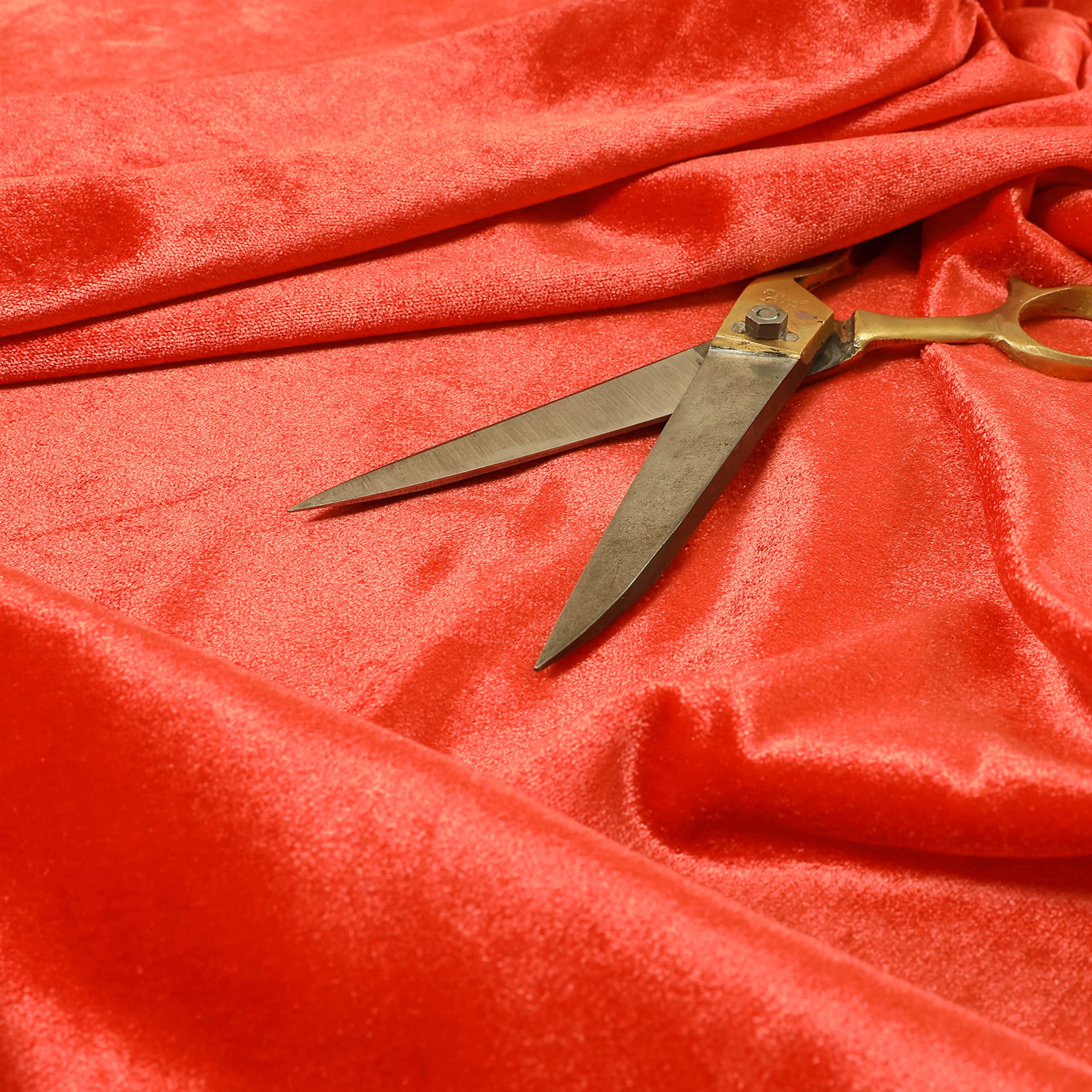 Redbrick Mill Fabrics Flame Retardant Luxury Shine Quality Plain Velvet Upholster Curtain Upholstery Fabric Scarlet Orange (Per Metre) โ image 1