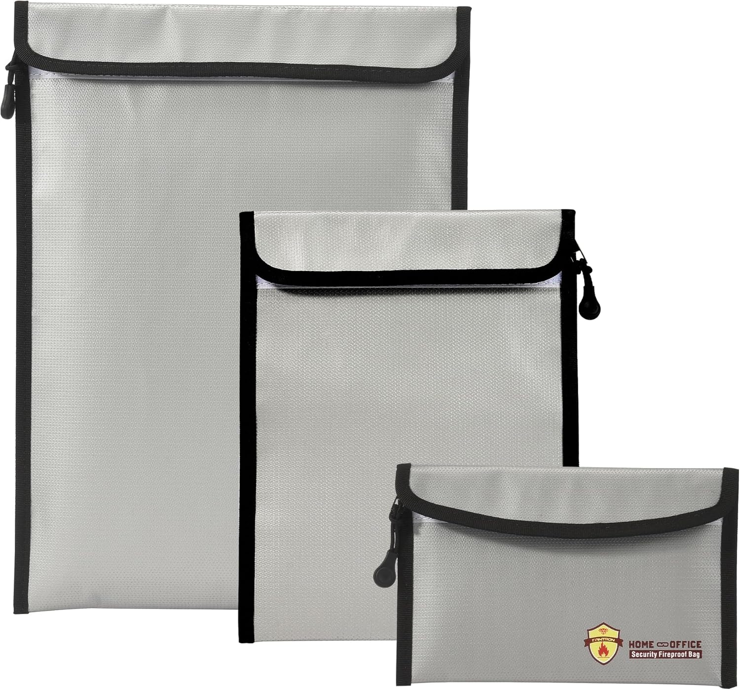 3 Pcs Fireproof Waterproof Document Bag(2000℉), Fire and Water Resistant Safe Zipper Storage Organizer Pouch for A4 A5 Documents Holder, Cash, Passport, Tablet, Laptop, File, Jewelry,(Silver)