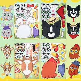 JOYIN 36 Pcs 9x6 Farm Animals Make a face Stickers for Kids, Make Your Own Summer Sticker Sheets, Party Favors Kids Crafts, Goodie Bags Stuffers, Classroom Rewards