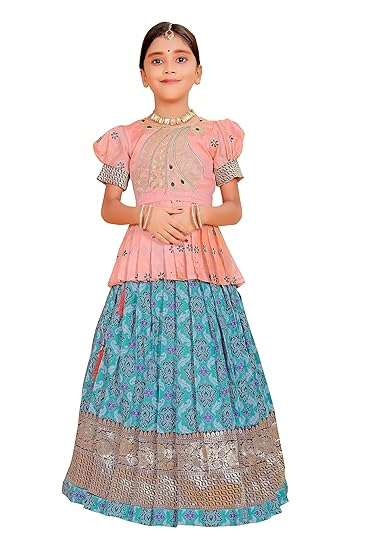 kids New Pattu Pavadai south indian lehenga dress for girls