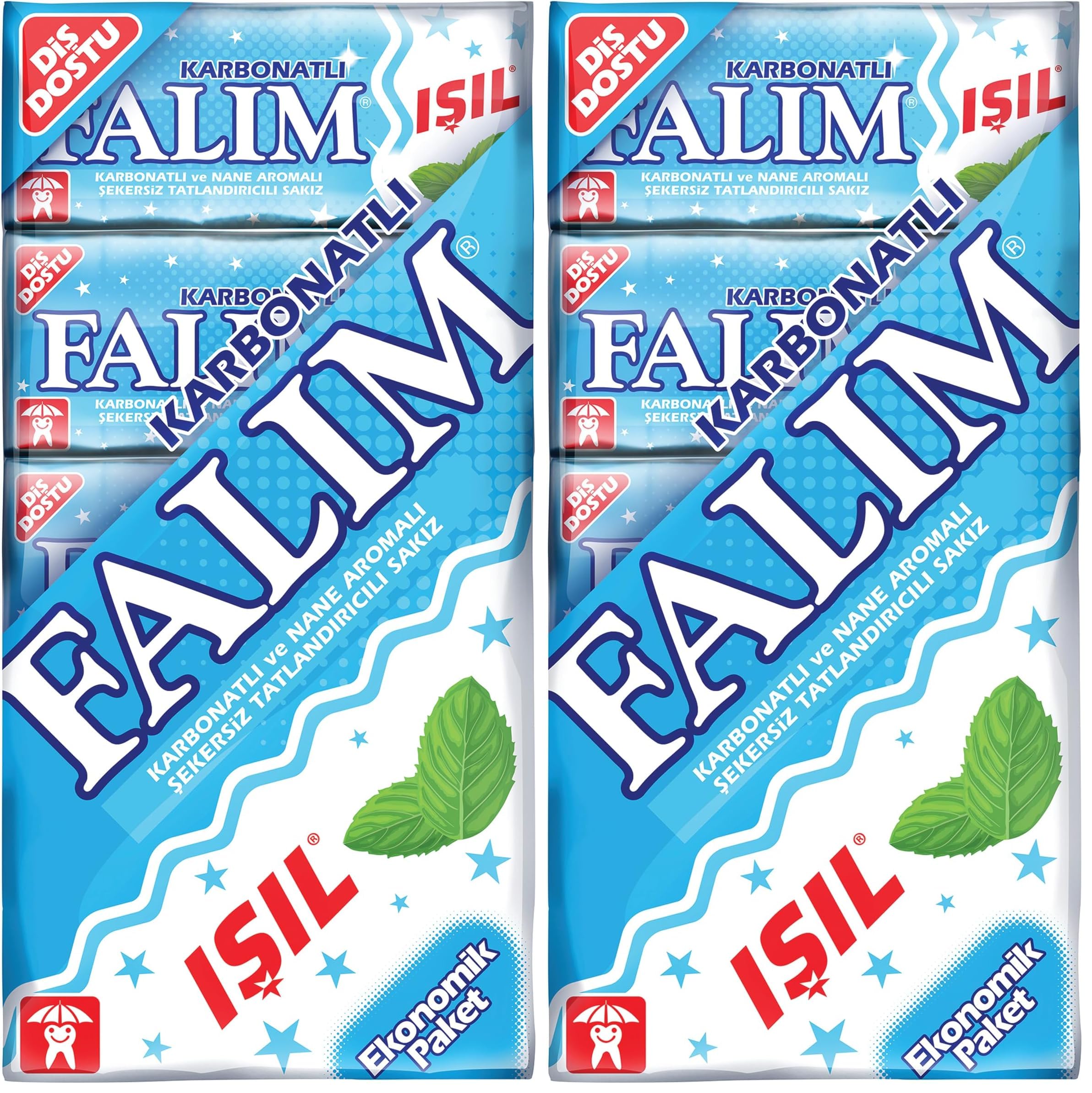 Falim 10'li Paket Işıl Karbonat ve Nane Aromalı Şekersiz Sakız 40 gr