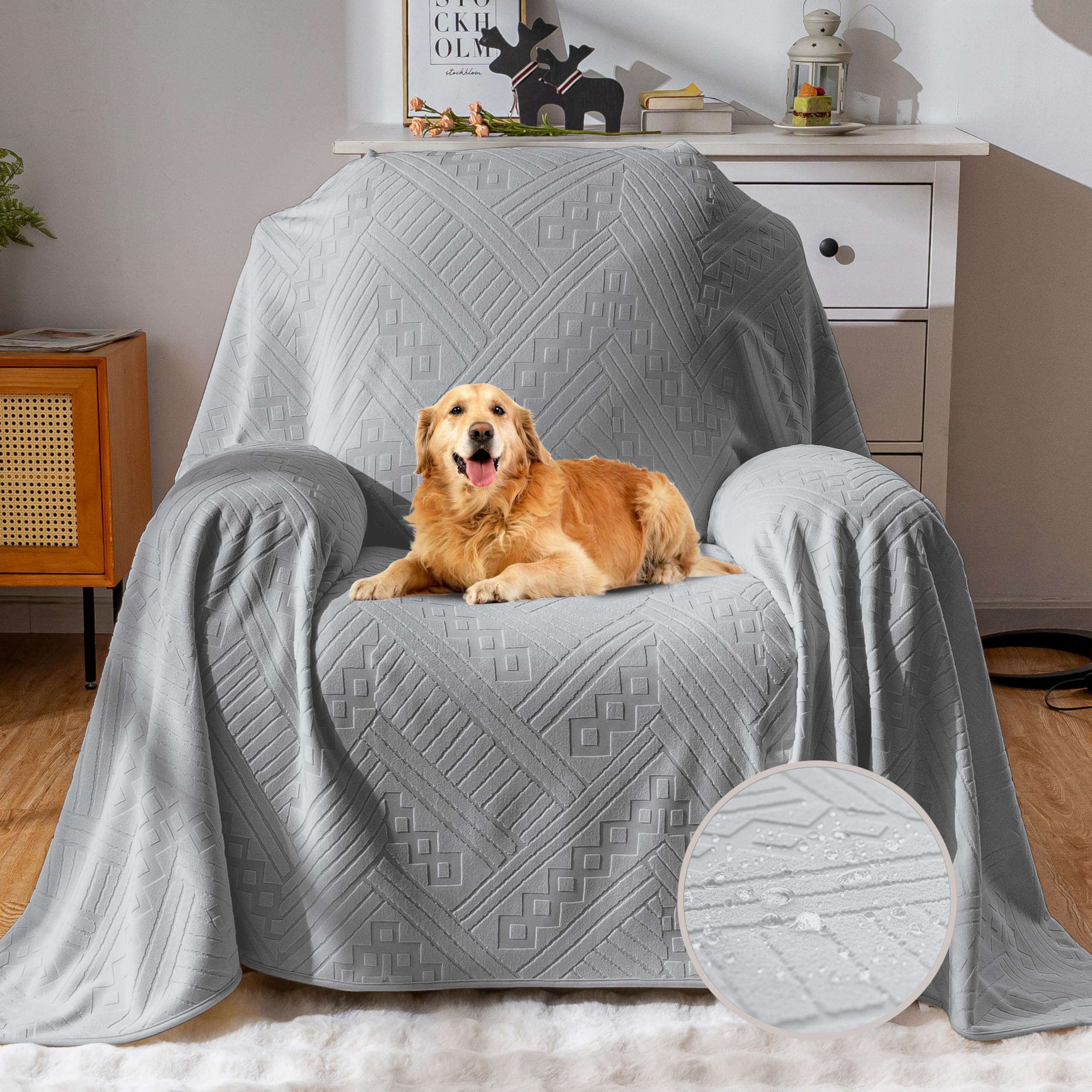 YUEANG Waterproof Recliner Chair Covers, Anti-Slip Reclining Chair Covers, Pet-Friendly, Washable, Durable and Breathable Couch Covers – Reversible